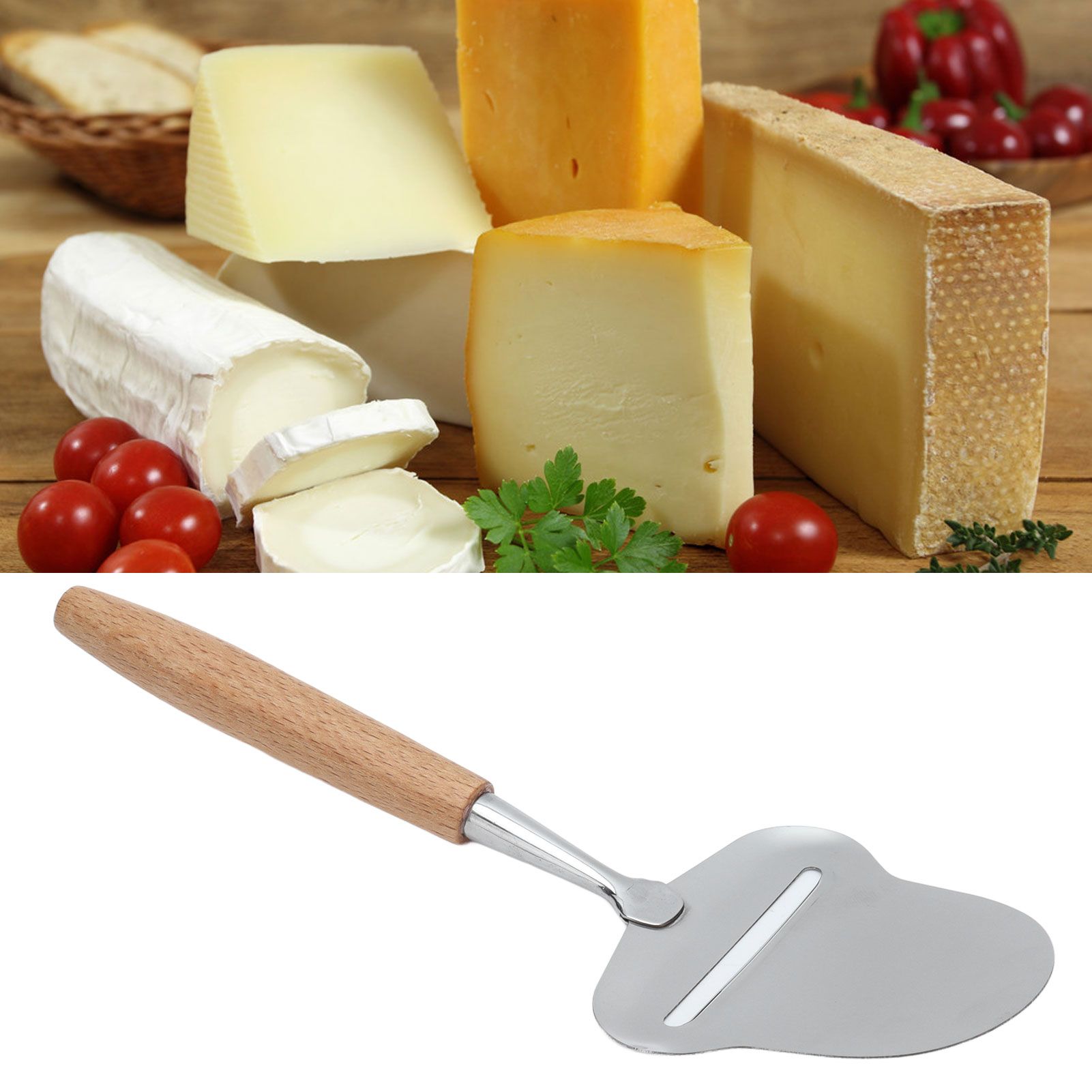 Wood Handle Cheese Spatula Stainless Steel Adjustable Thickness Cheese Planer view 12