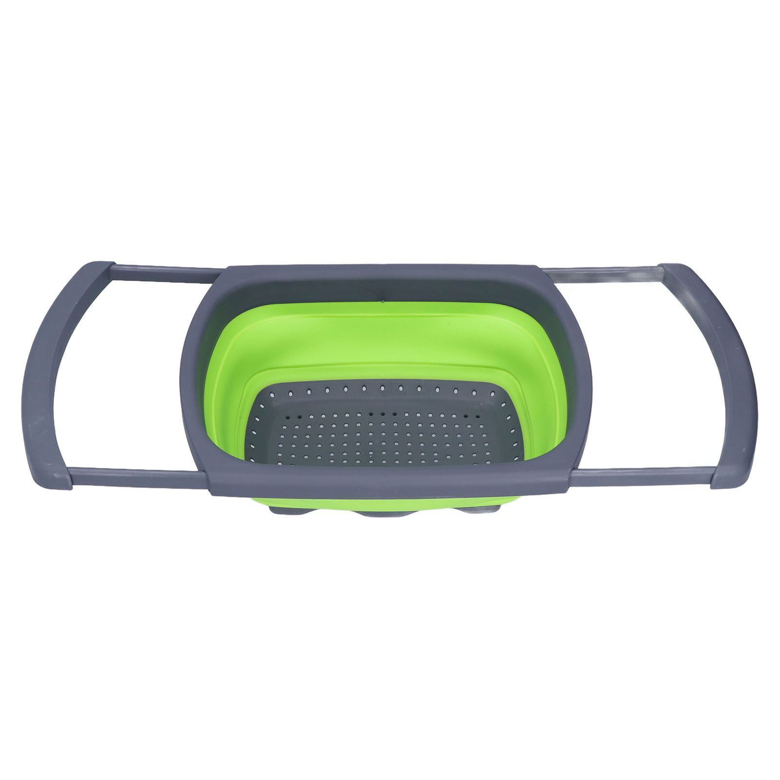 Green Foldable Drain Basket Silicone Collapsible Fruit Vegetable Wash Strainer
