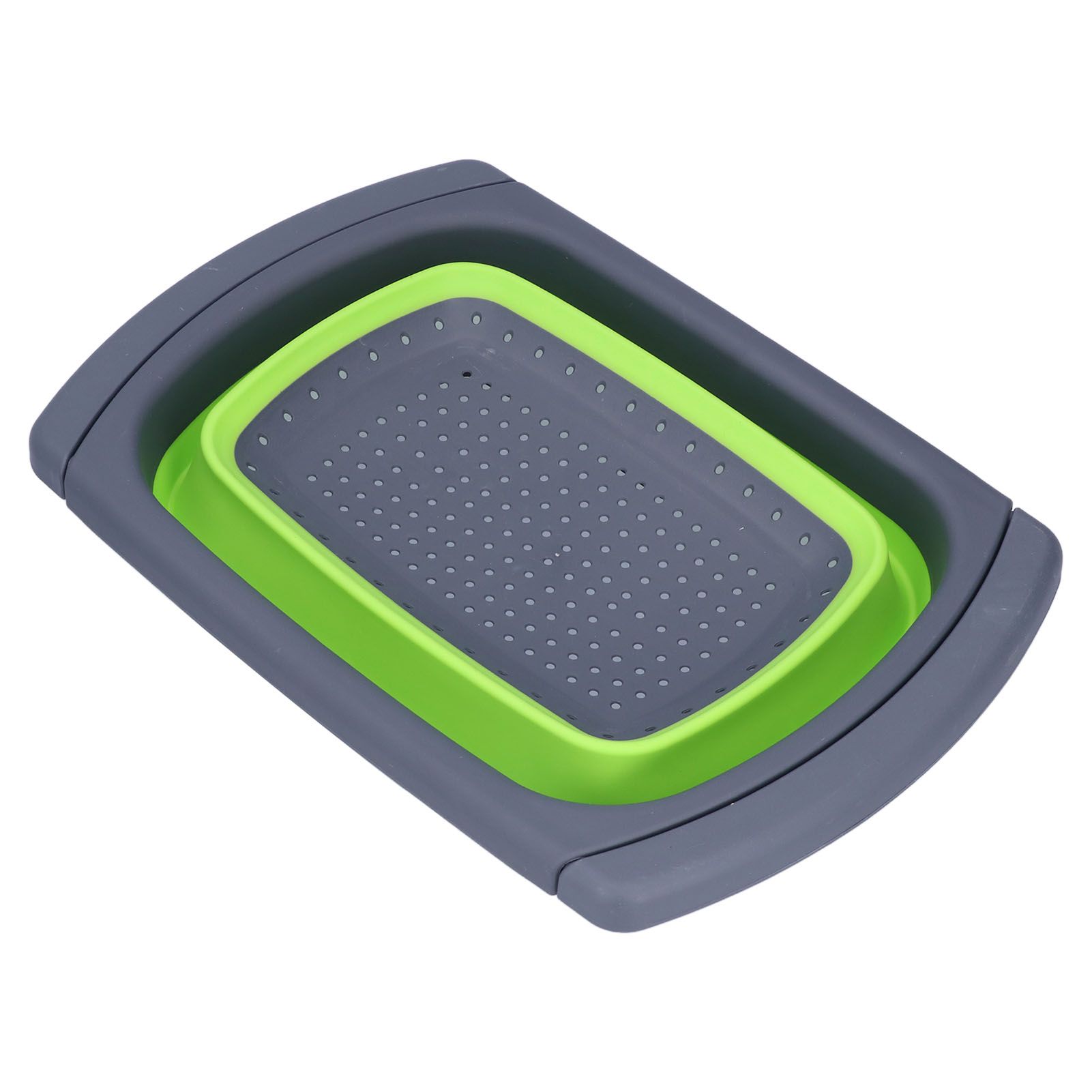 Green Foldable Drain Basket Silicone Collapsible Fruit Vegetable Wash Strainer view 2