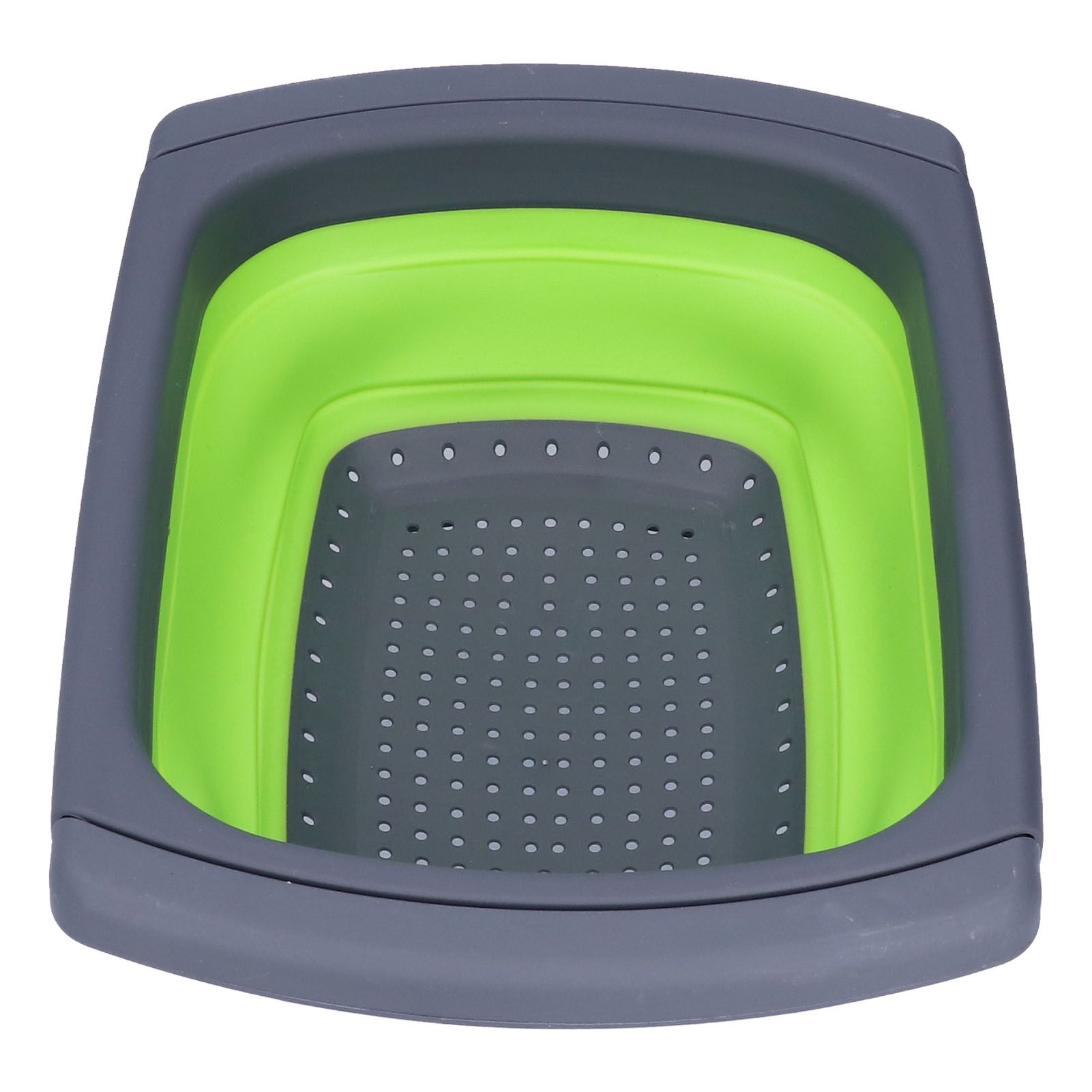 Green Foldable Drain Basket Silicone Collapsible Fruit Vegetable Wash Strainer view 3
