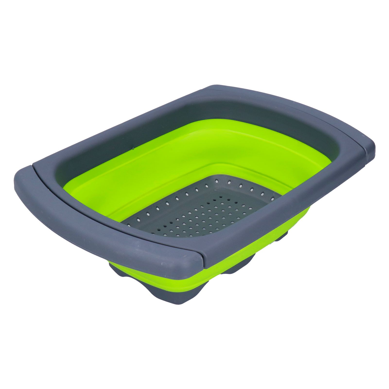 Green Foldable Drain Basket Silicone Collapsible Fruit Vegetable Wash Strainer view 4