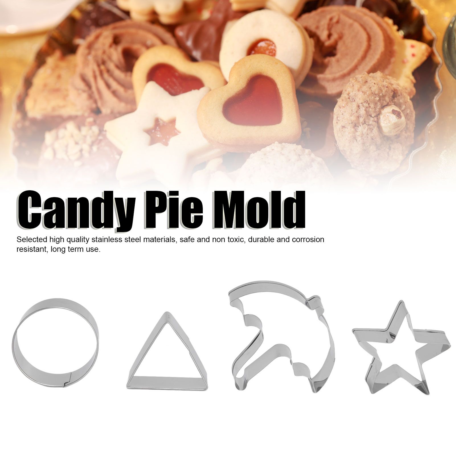 5Pcs/Set Sugar Candy Pie Mold Cutter Stainless Steel Cookies Chocolate Mold view 14