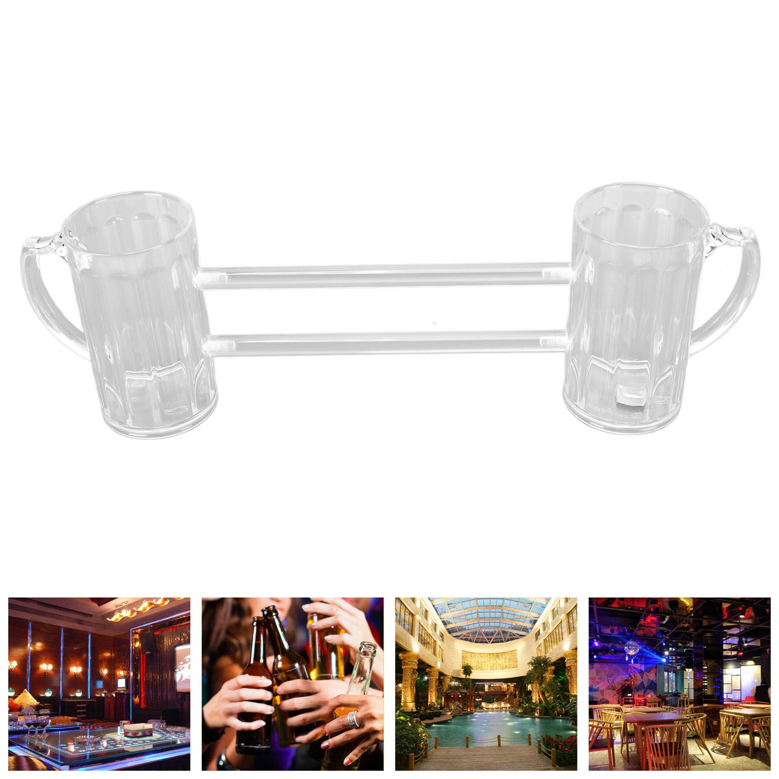 Beer Mug Siamese Anti Drop Exquisite Ergonomics Handle Glass Beer Stein with view 12
