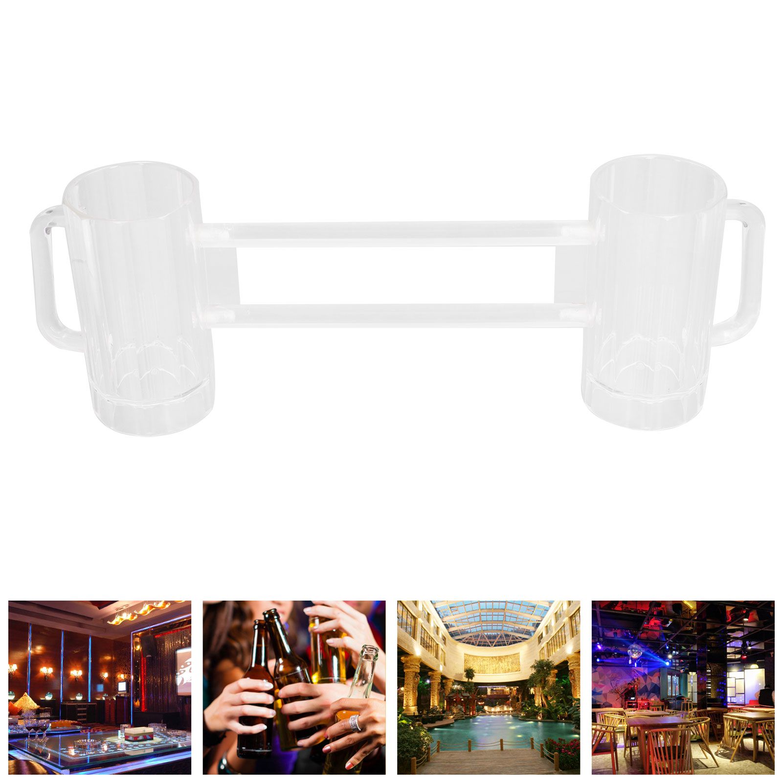 Beer Mug Acrylic Double Conjoined Beer Glass with Handle for Bar KTV Game view 11
