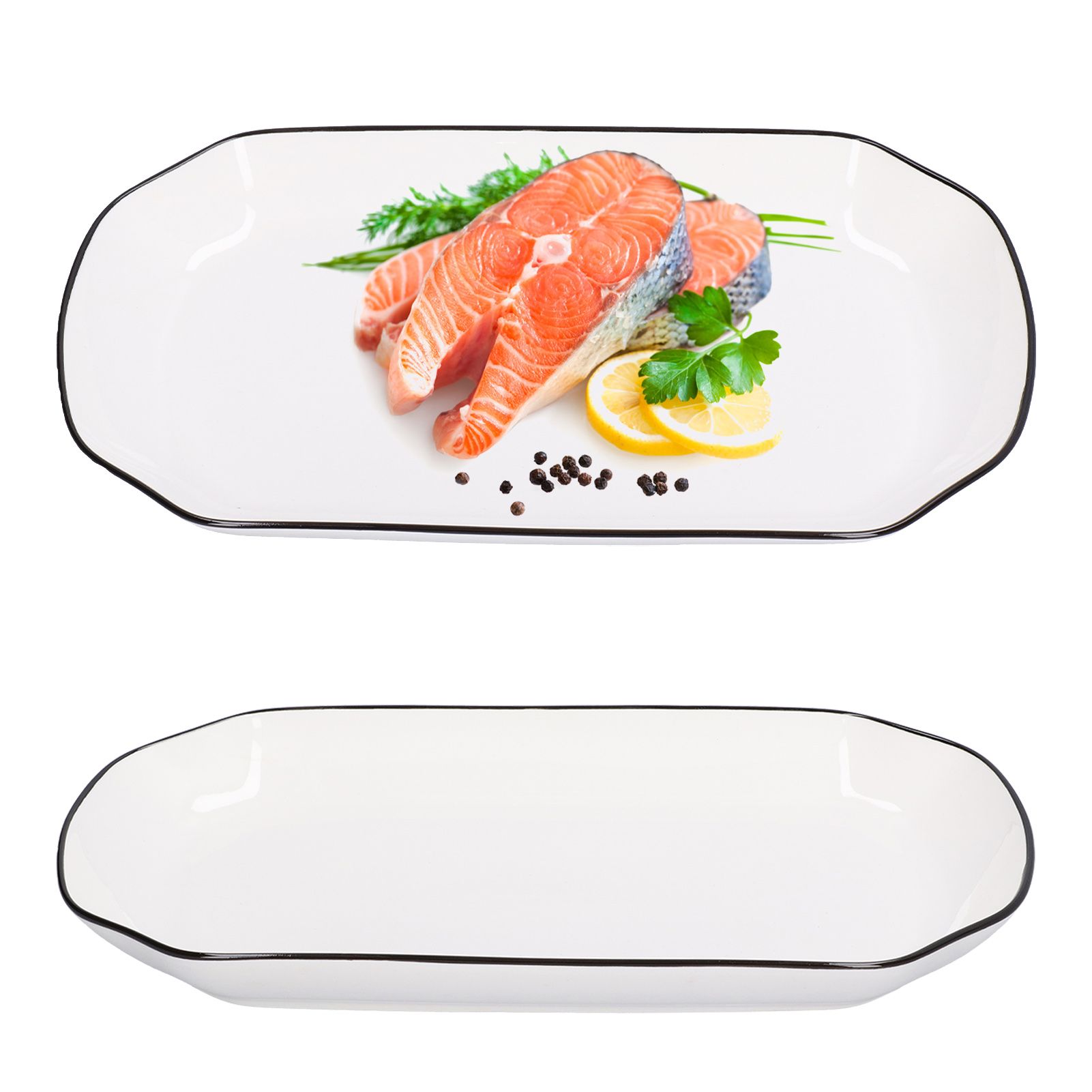 12in Dinner Plate Dish 550ml White Ceramic Noodle Soup Fish Plate Kitchen view 12
