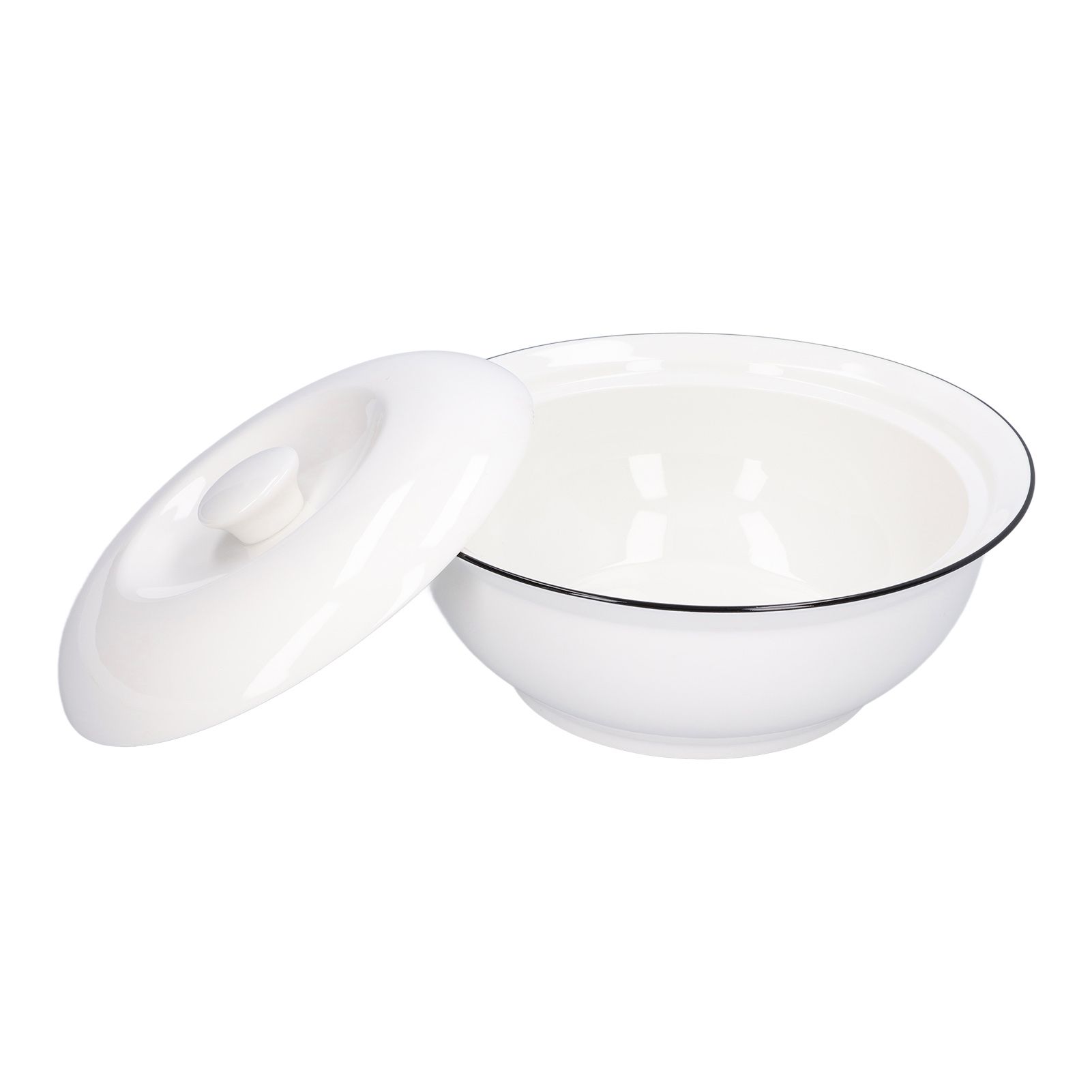 9in Soup Bowl with Lid Large Capacity 1500ml Stew Bowl Harmless White Ceramic view 2
