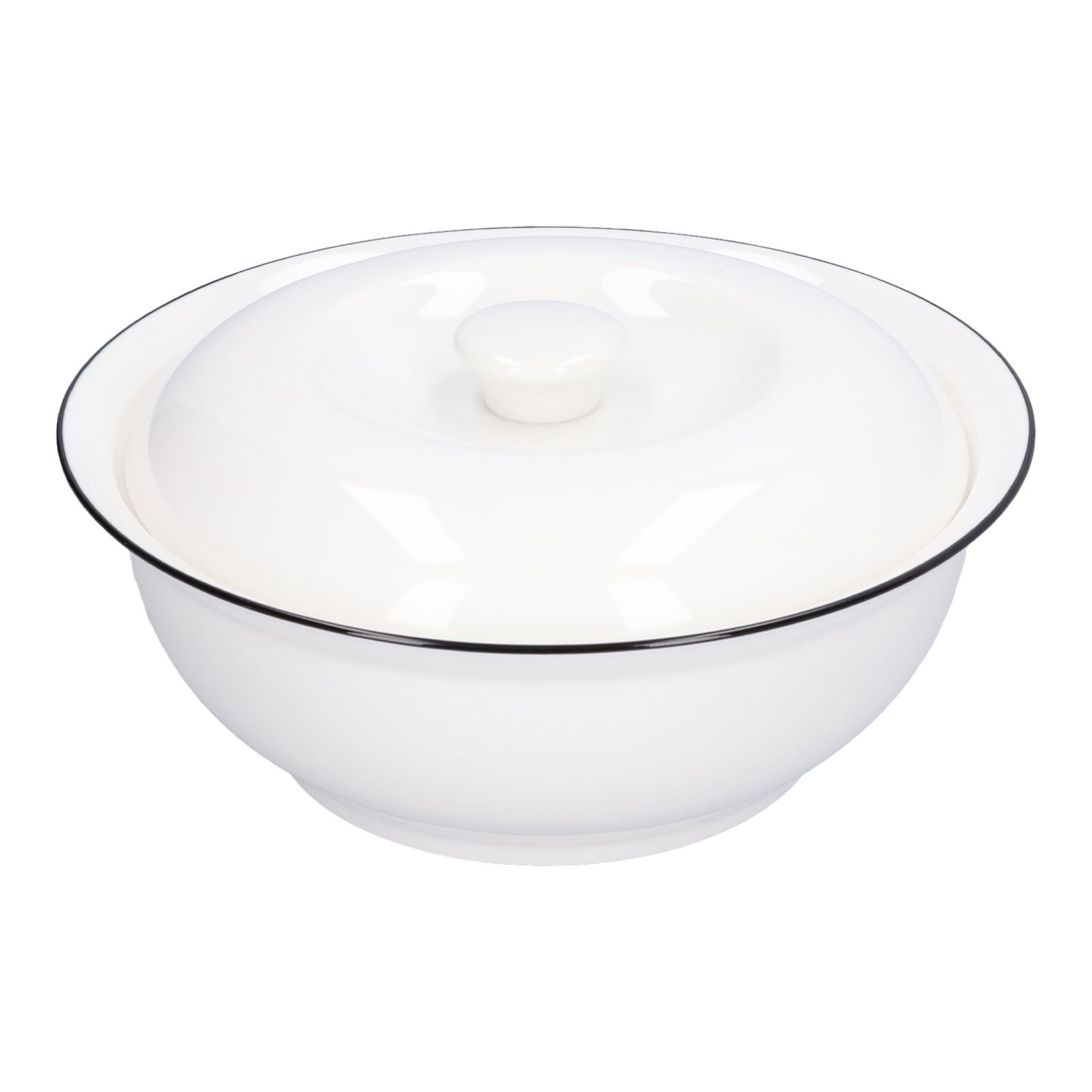 9in Soup Bowl with Lid Large Capacity 1500ml Stew Bowl Harmless White Ceramic view 7
