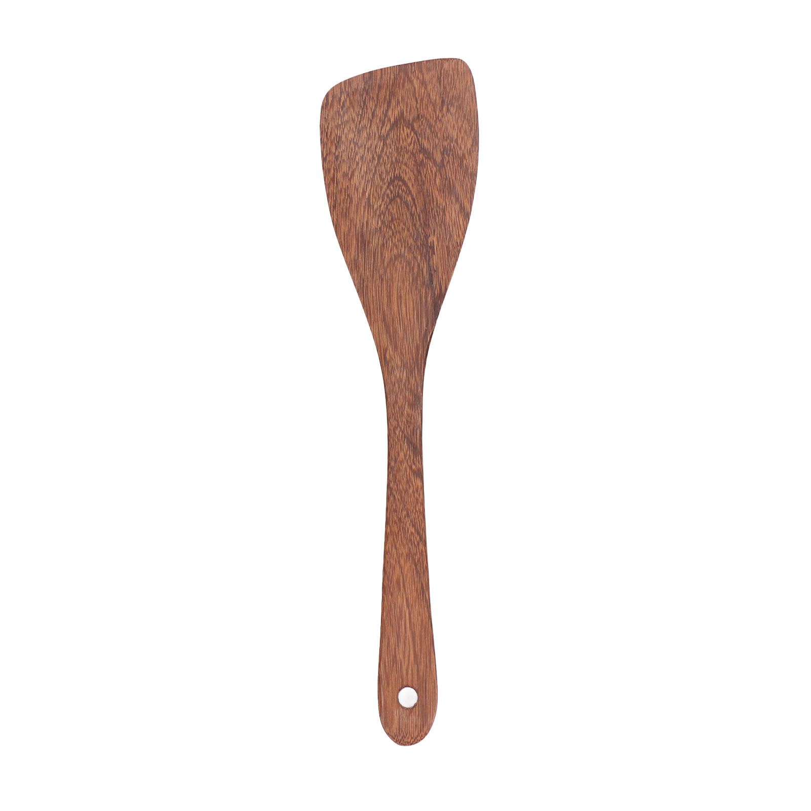 Natural Wood Long Handle Spatula Frying Spatula Round Hole Wall Mounted
