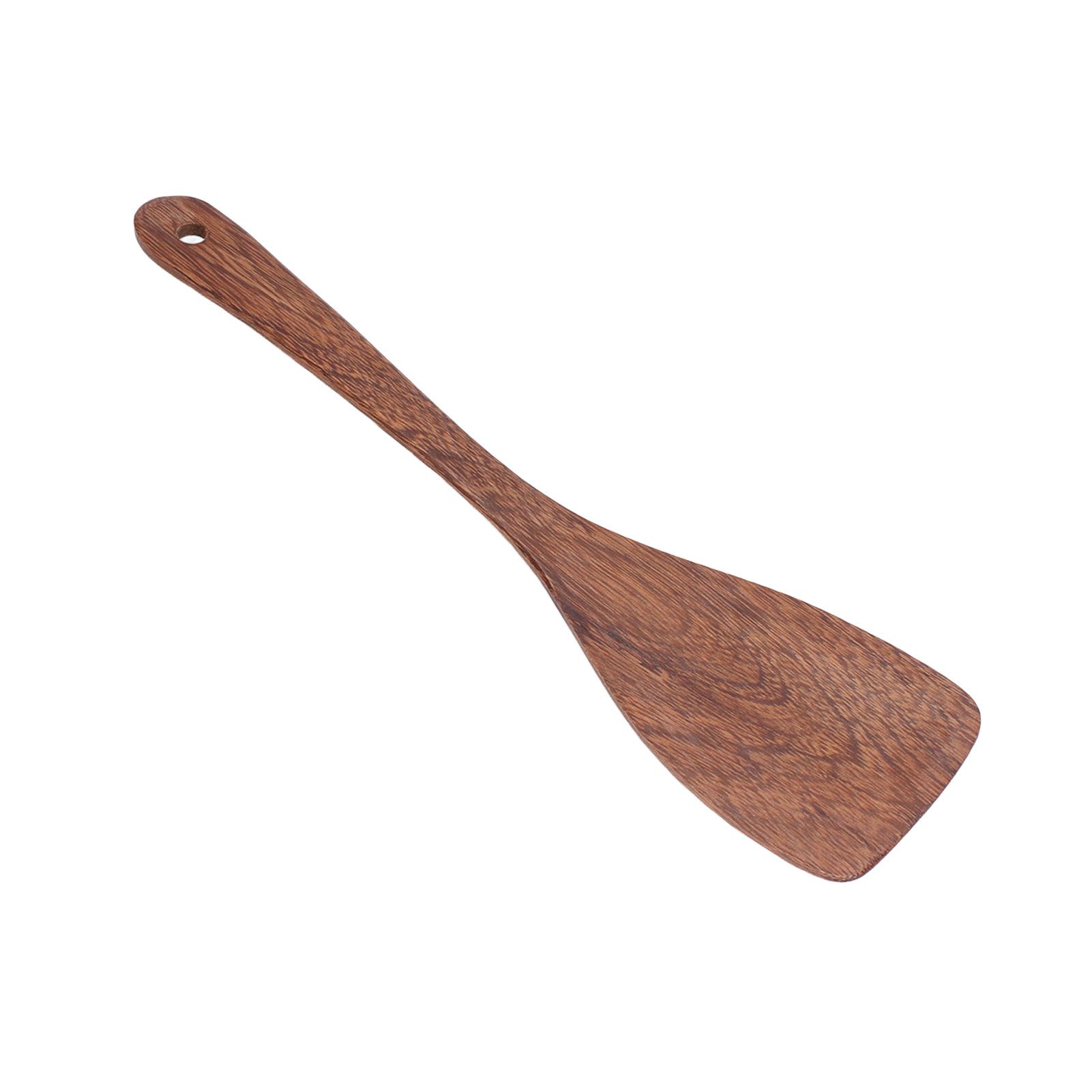 Natural Wood Long Handle Spatula Frying Spatula Round Hole Wall Mounted view 2