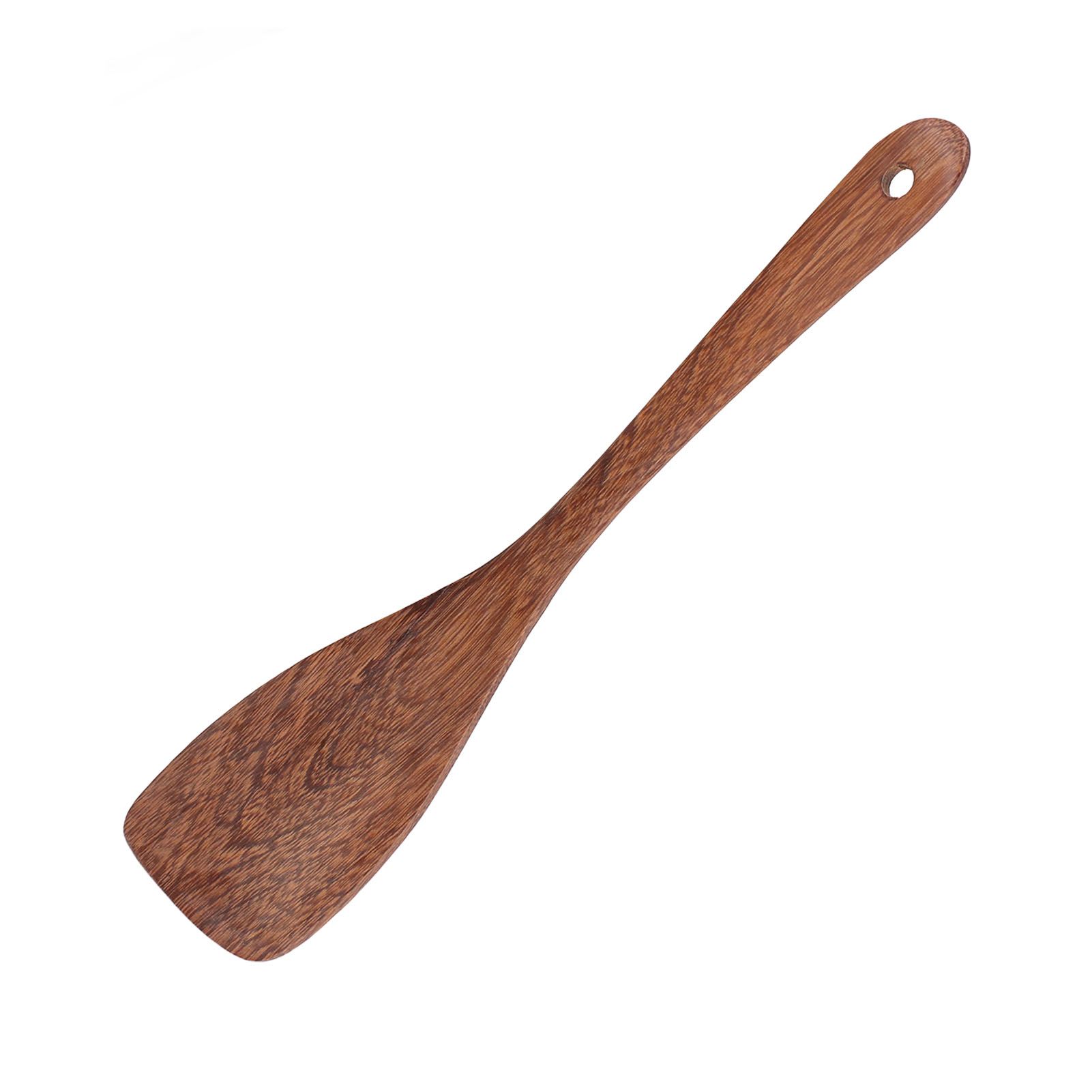 Natural Wood Long Handle Spatula Frying Spatula Round Hole Wall Mounted view 3