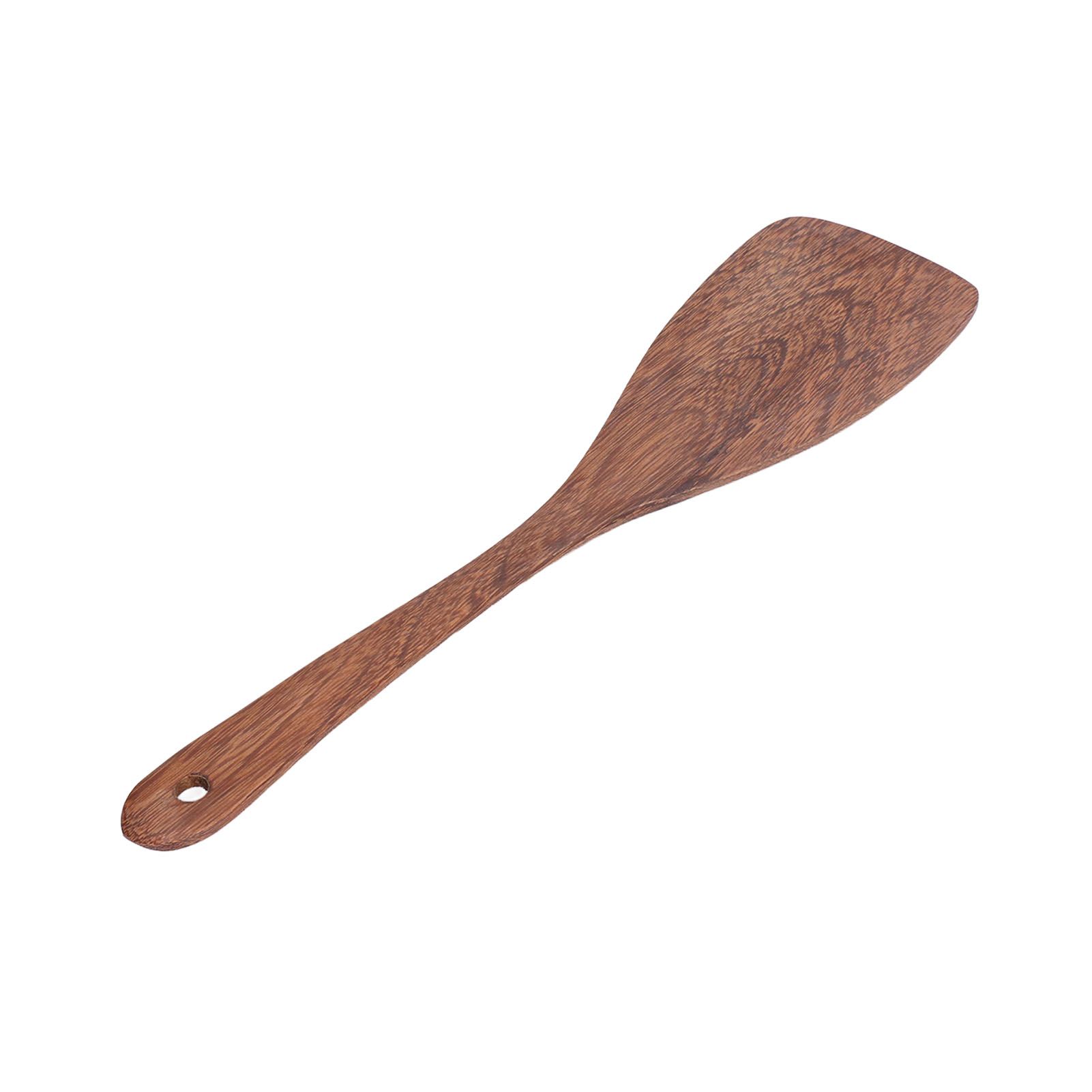 Natural Wood Long Handle Spatula Frying Spatula Round Hole Wall Mounted view 4