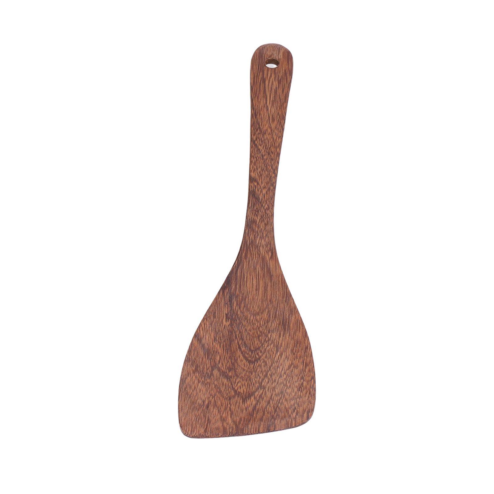 Natural Wood Long Handle Spatula Frying Spatula Round Hole Wall Mounted view 9