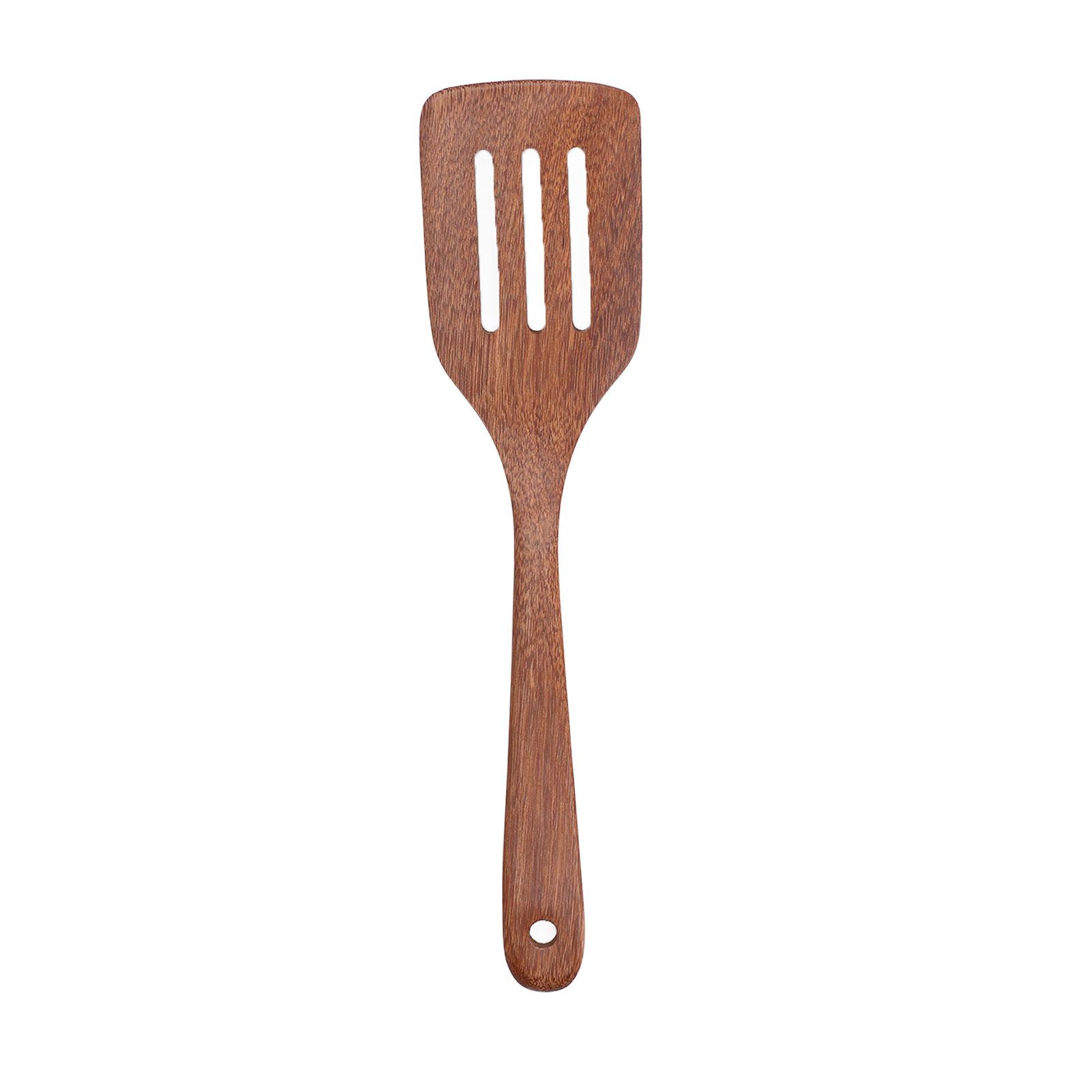 Natural Wood Long Handle Spatula Frying Spatula Round Hole Wall Mounted