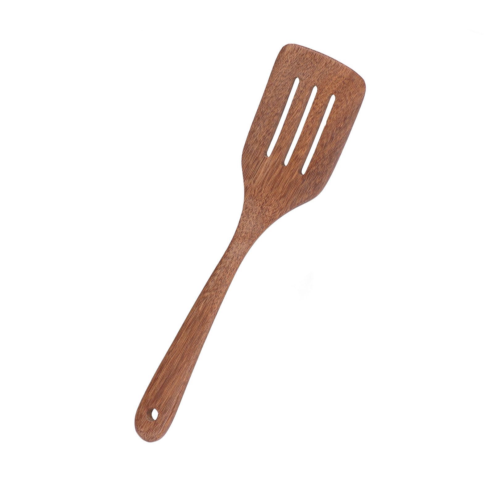 Natural Wood Long Handle Spatula Frying Spatula Round Hole Wall Mounted view 3