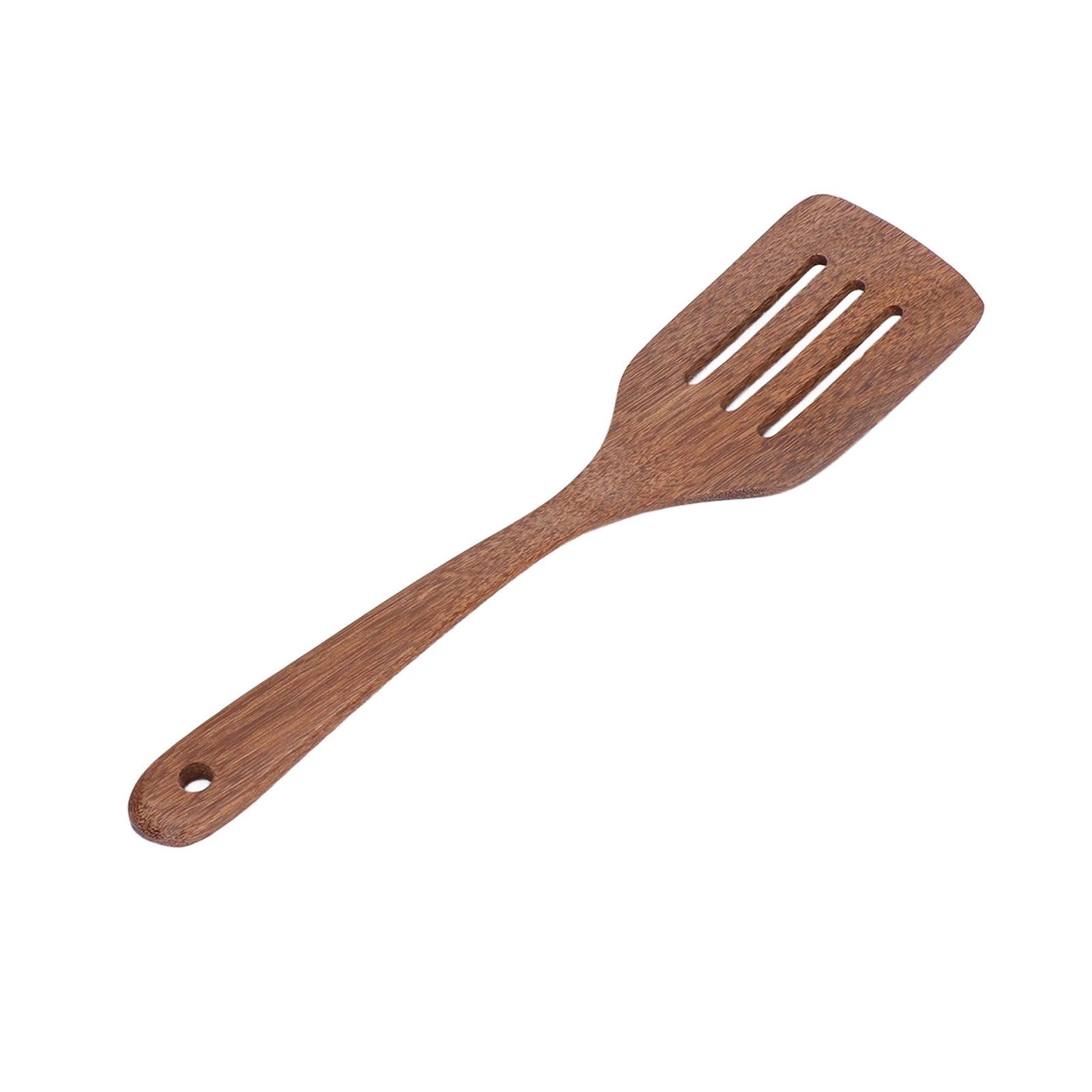Natural Wood Long Handle Spatula Frying Spatula Round Hole Wall Mounted view 4