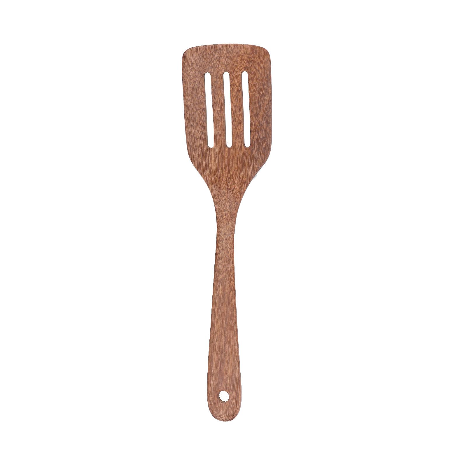 Natural Wood Long Handle Spatula Frying Spatula Round Hole Wall Mounted view 5