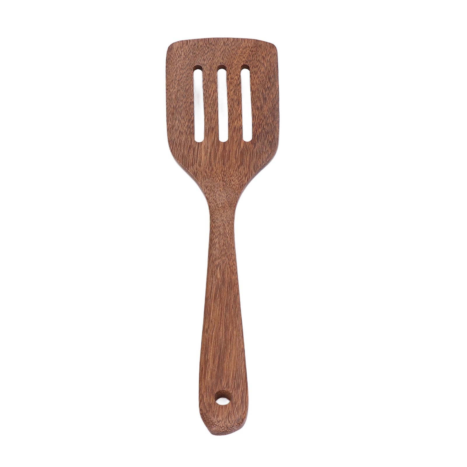Natural Wood Long Handle Spatula Frying Spatula Round Hole Wall Mounted view 7
