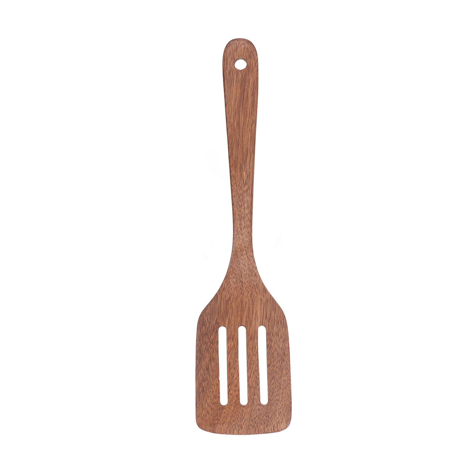 Natural Wood Long Handle Spatula Frying Spatula Round Hole Wall Mounted view 8