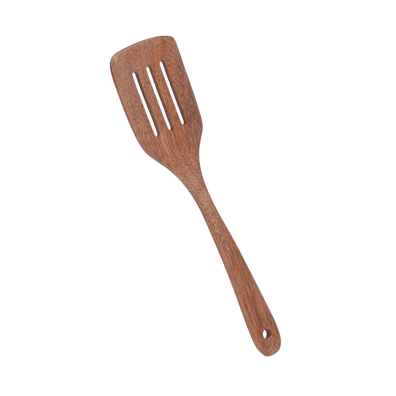 Natural Wood Long Handle Spatula Frying Spatula Round Hole Wall Mounted view 9