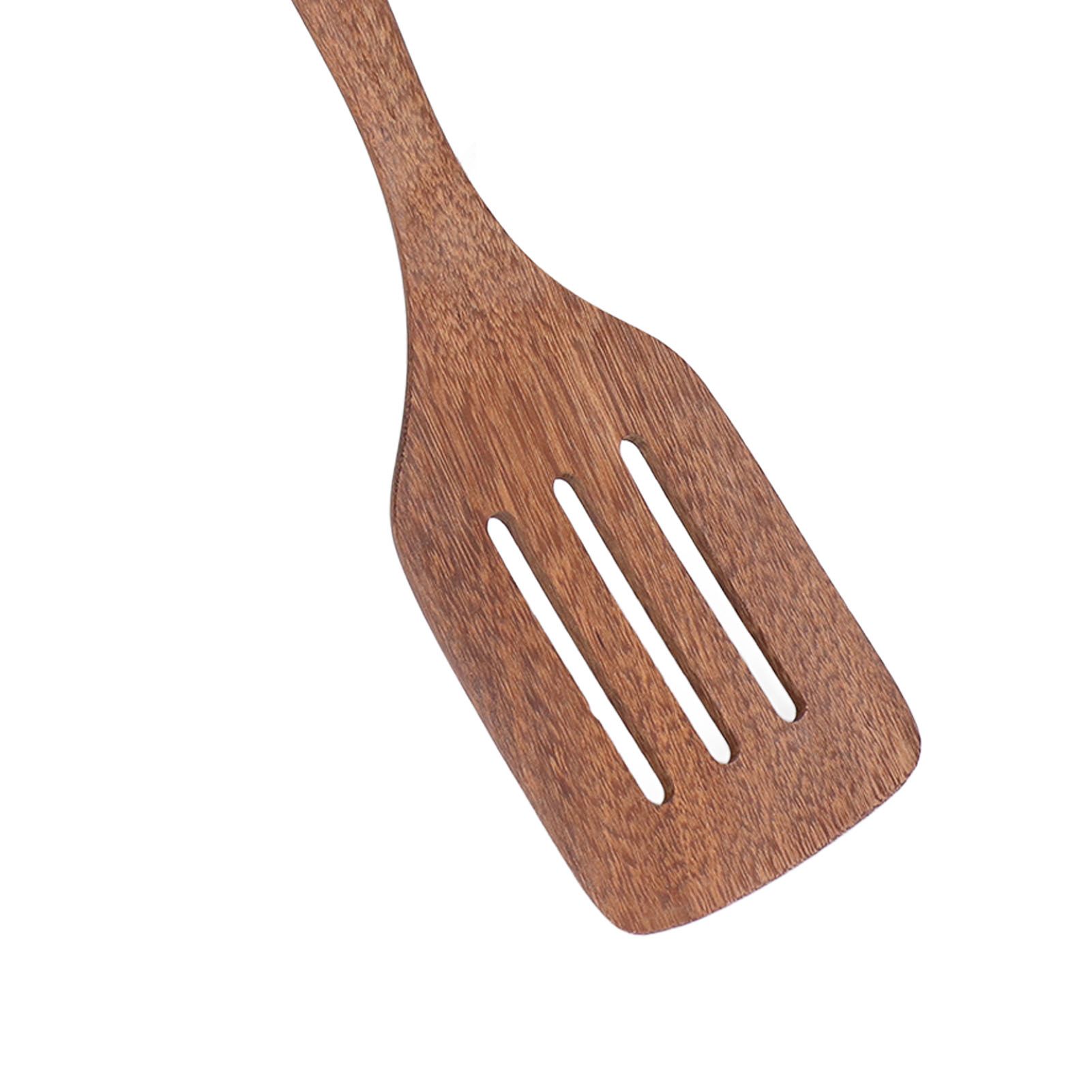 Natural Wood Long Handle Spatula Frying Spatula Round Hole Wall Mounted view 14