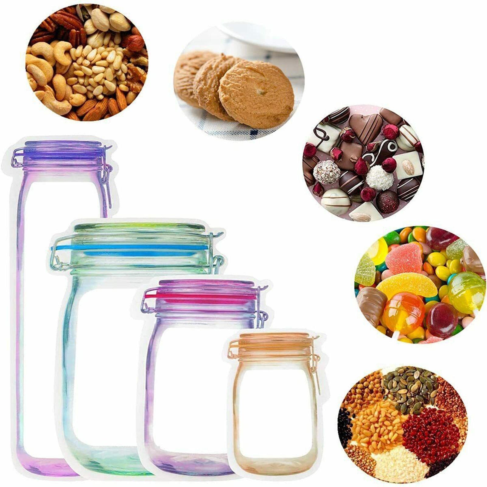 40Pcs Reusable Food Storage Bags Good Leakproofness Large Capacity Zipper view 11