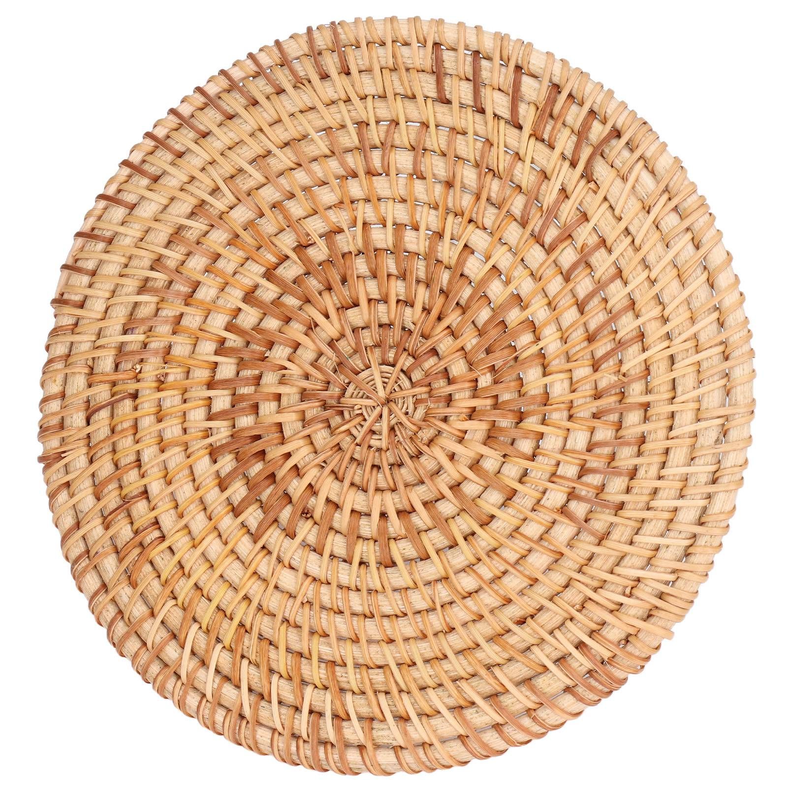 Woven Round Placemat Natural Rattan Braid Hot Insulation Placemat for Large view 2