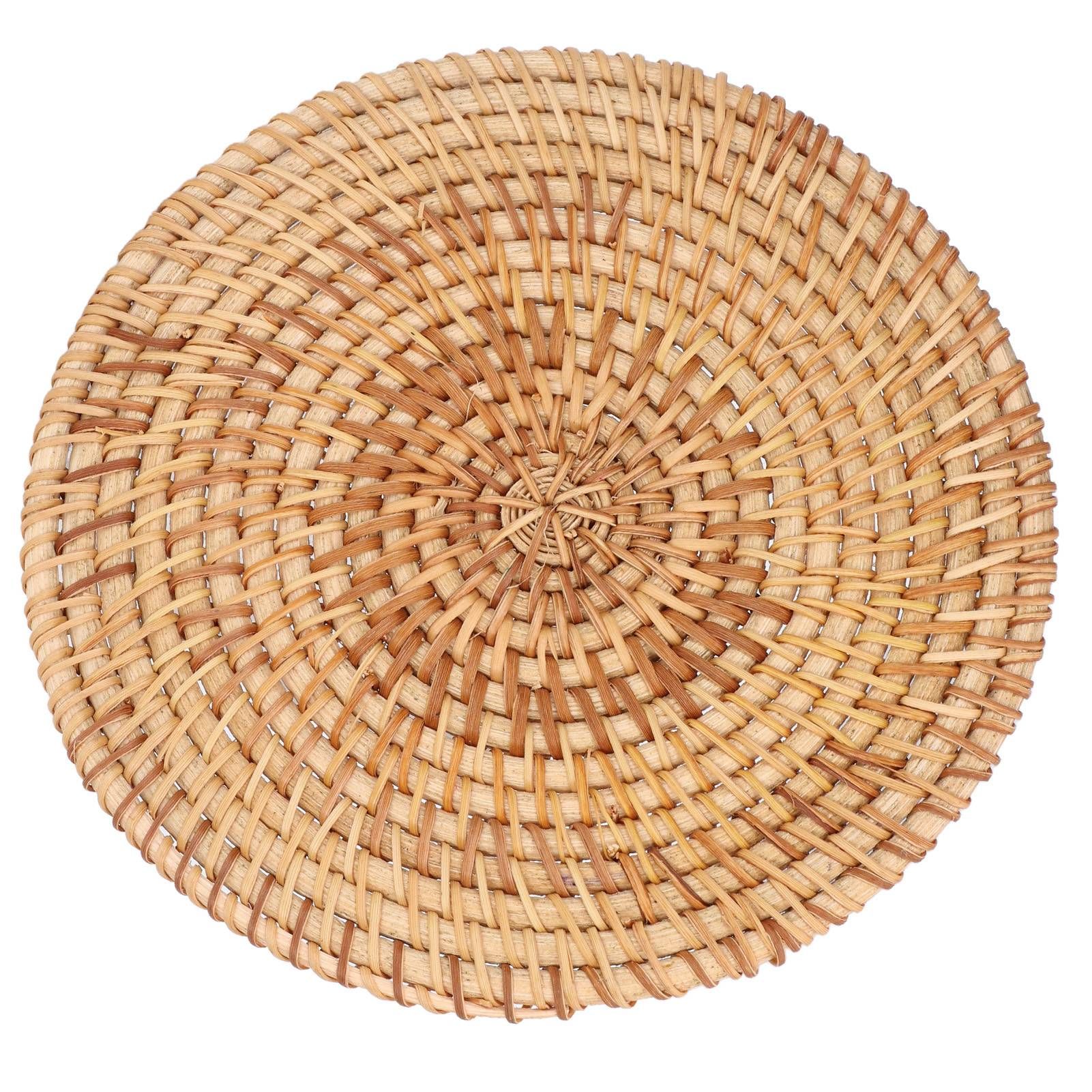 Woven Round Placemat Natural Rattan Braid Hot Insulation Placemat for Large view 3