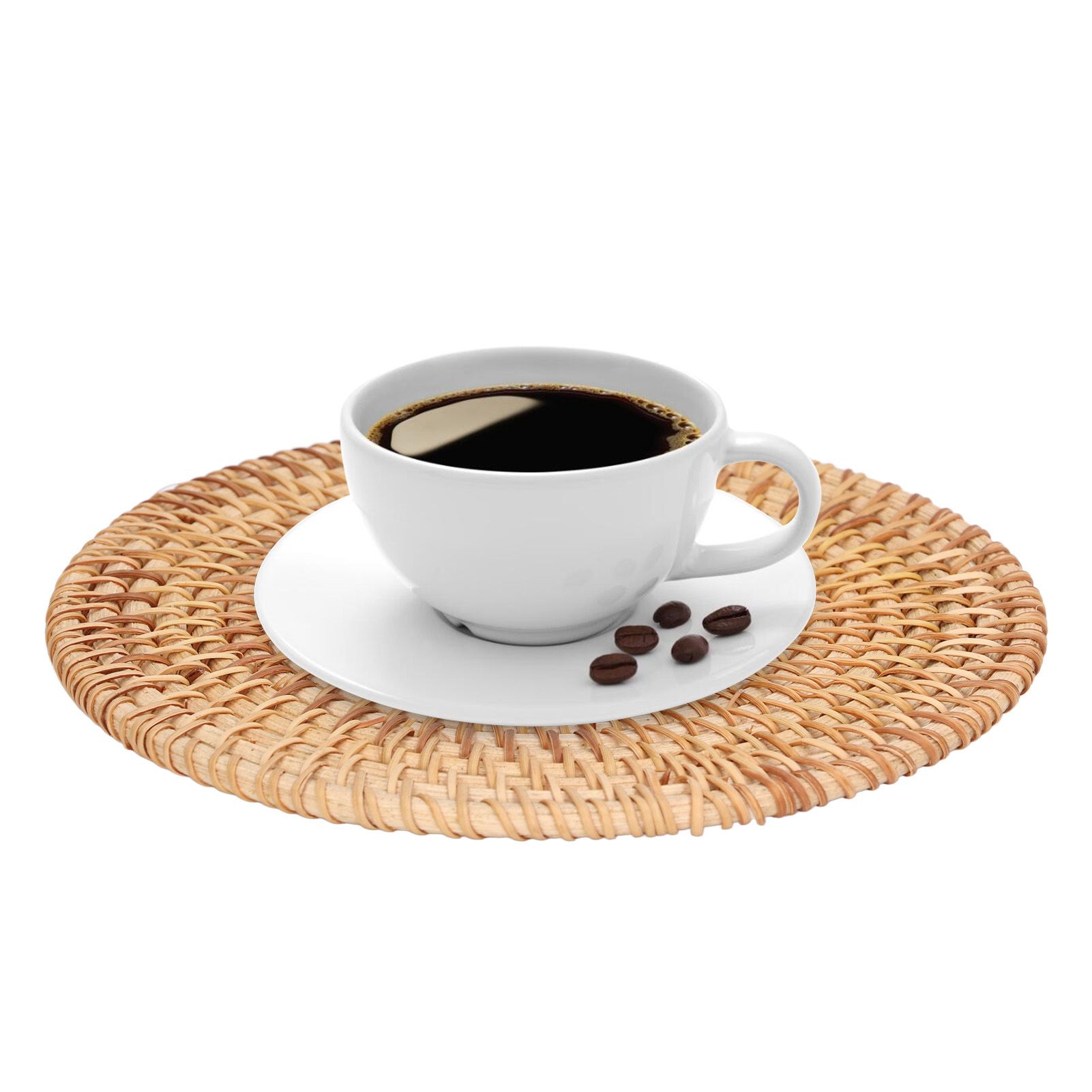 Woven Round Placemat Natural Rattan Braid Hot Insulation Placemat for Large view 12