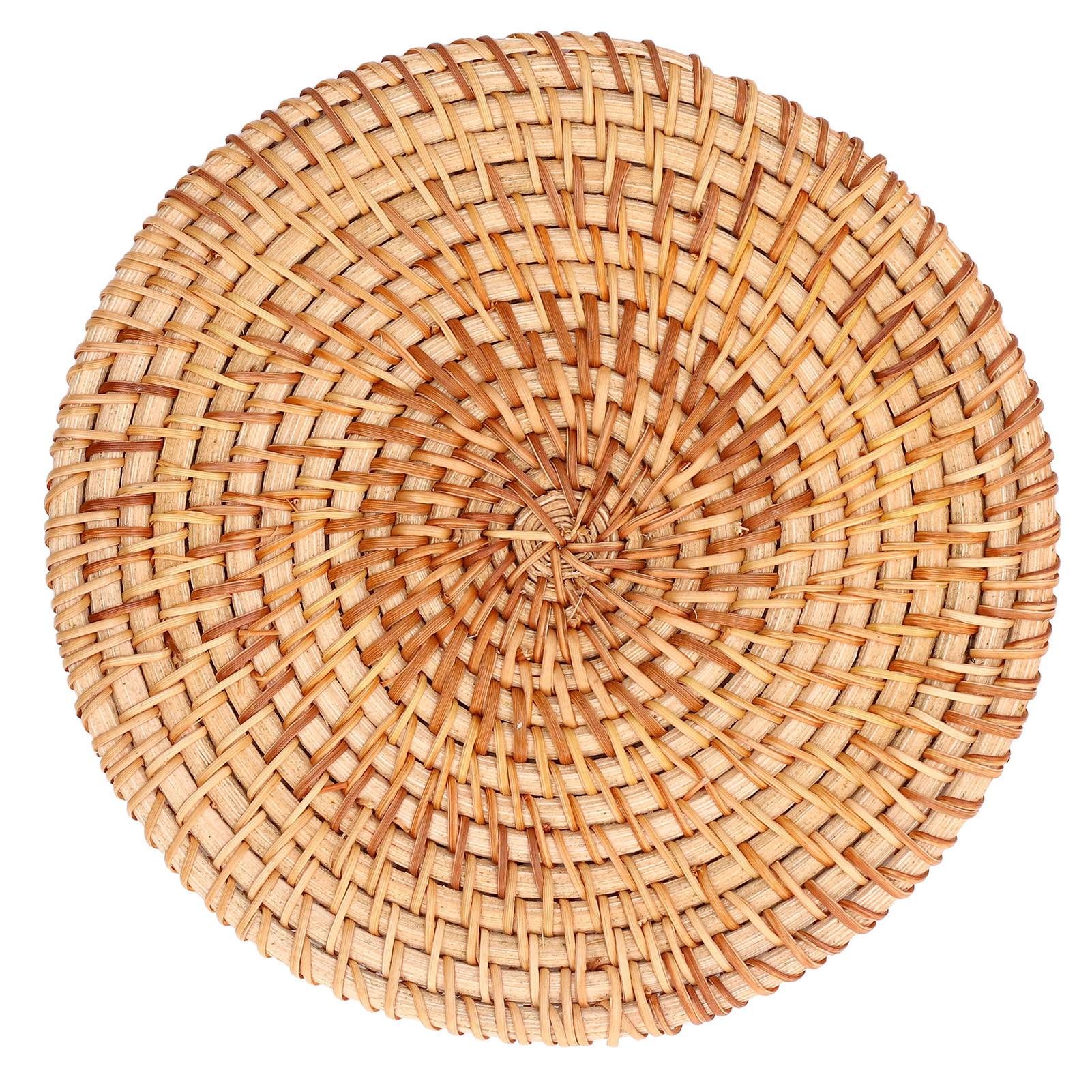Woven Round Placemat Natural Rattan Braid Hot Insulation Placemat for Large view 5