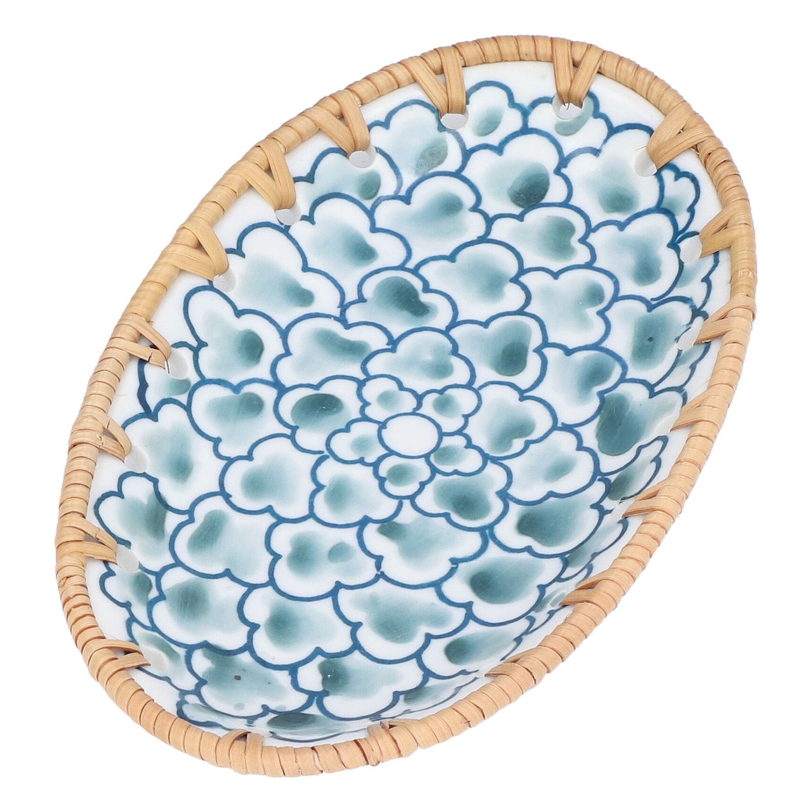 Woven Rattan Ceramic Plate Oval Woven Rattan Porcelain Fruit Plate for Wedding view 8