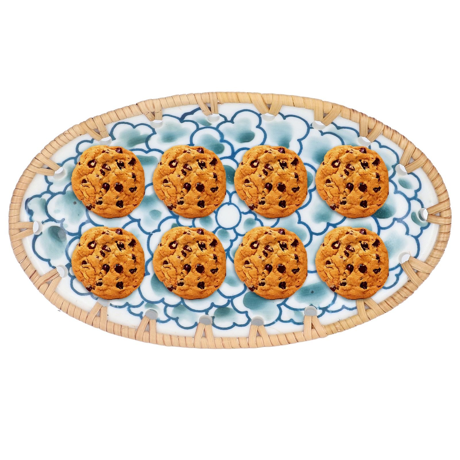 Woven Rattan Ceramic Plate Oval Woven Rattan Porcelain Fruit Plate for Wedding view 11