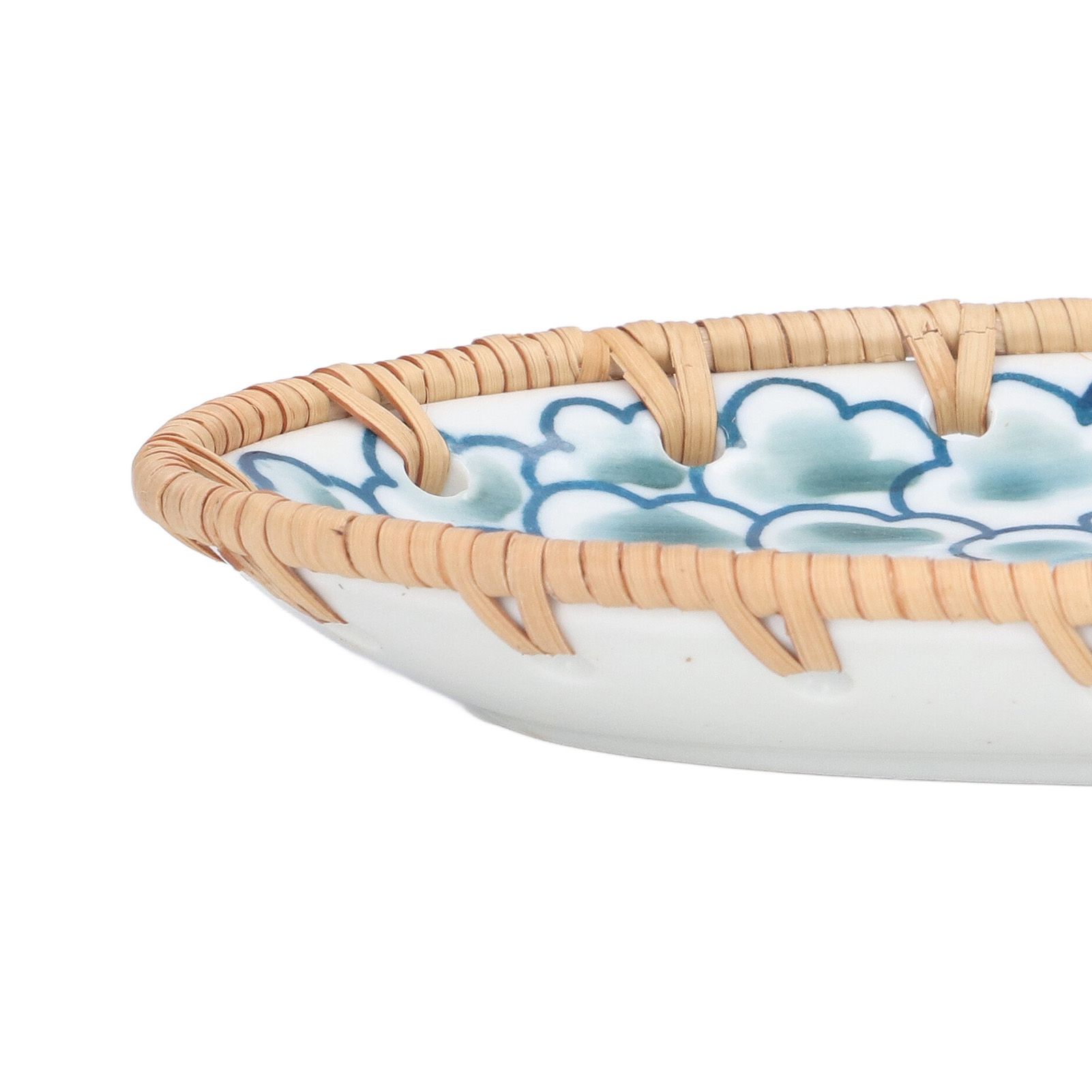 Woven Rattan Ceramic Plate Oval Woven Rattan Porcelain Fruit Plate for Wedding view 14