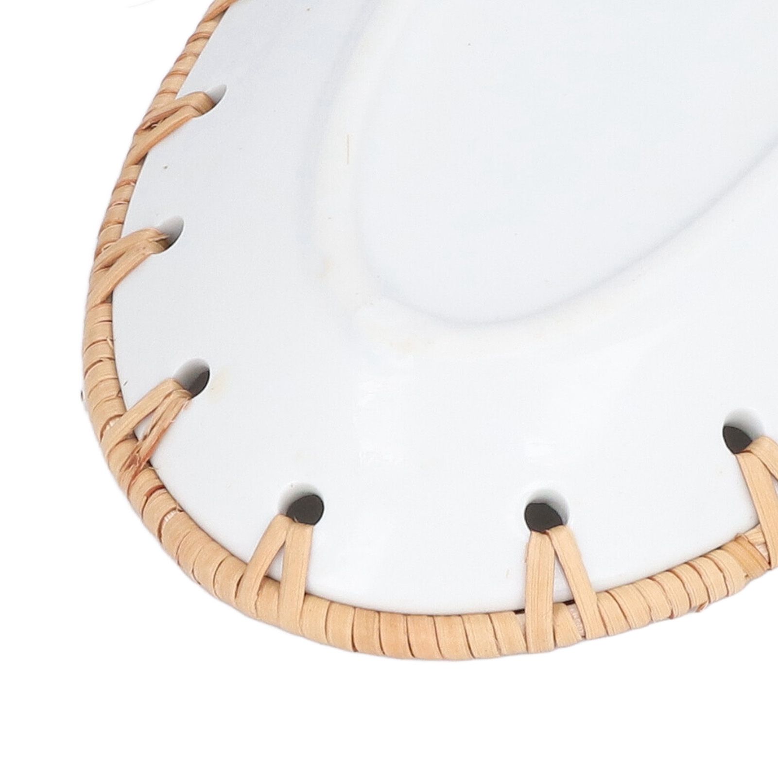 Woven Rattan Ceramic Plate Oval Woven Rattan Porcelain Fruit Plate for Wedding view 15