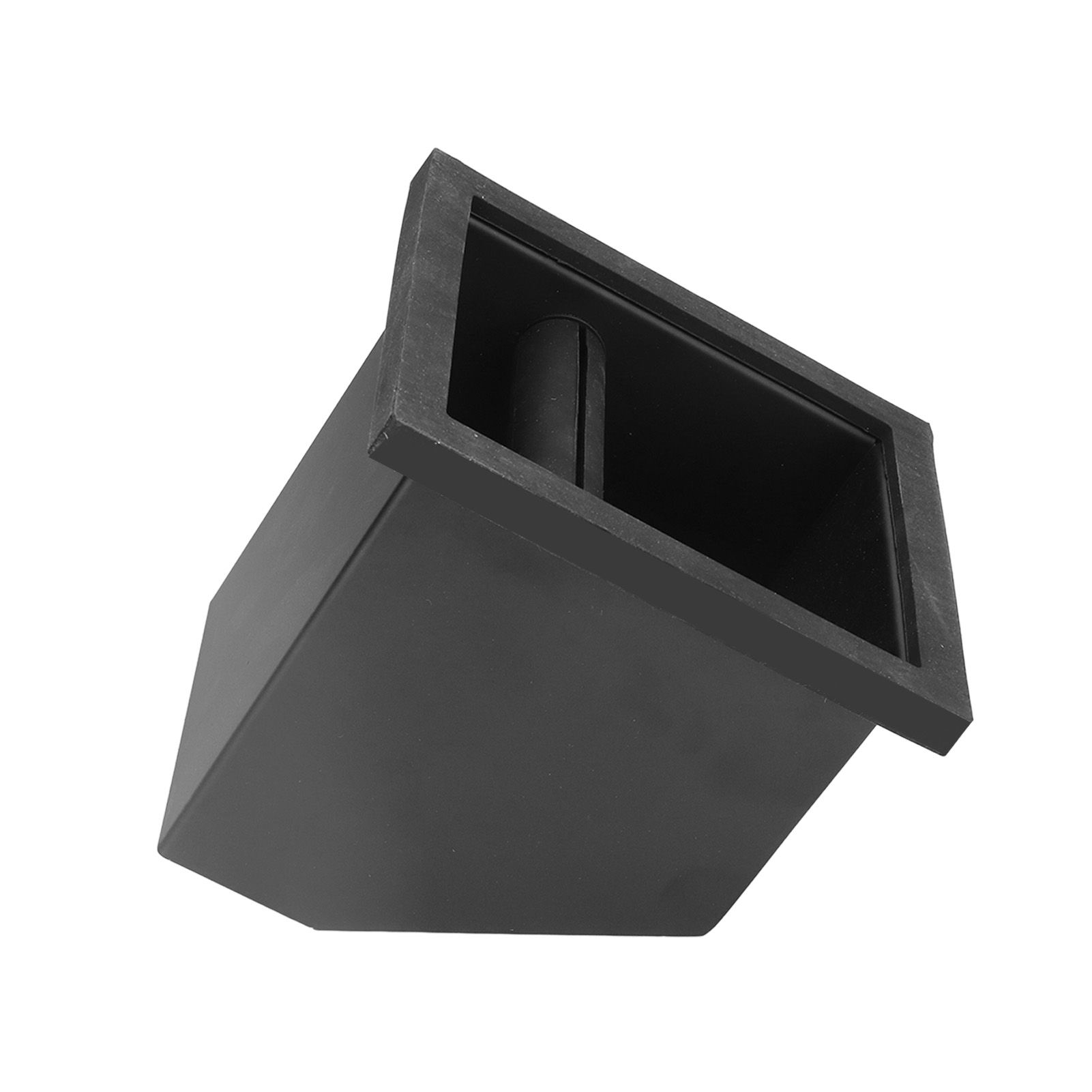 Coffee Knock Box Grounds Disposal Bin Bottomless Embedded Oblique Mouth view 2
