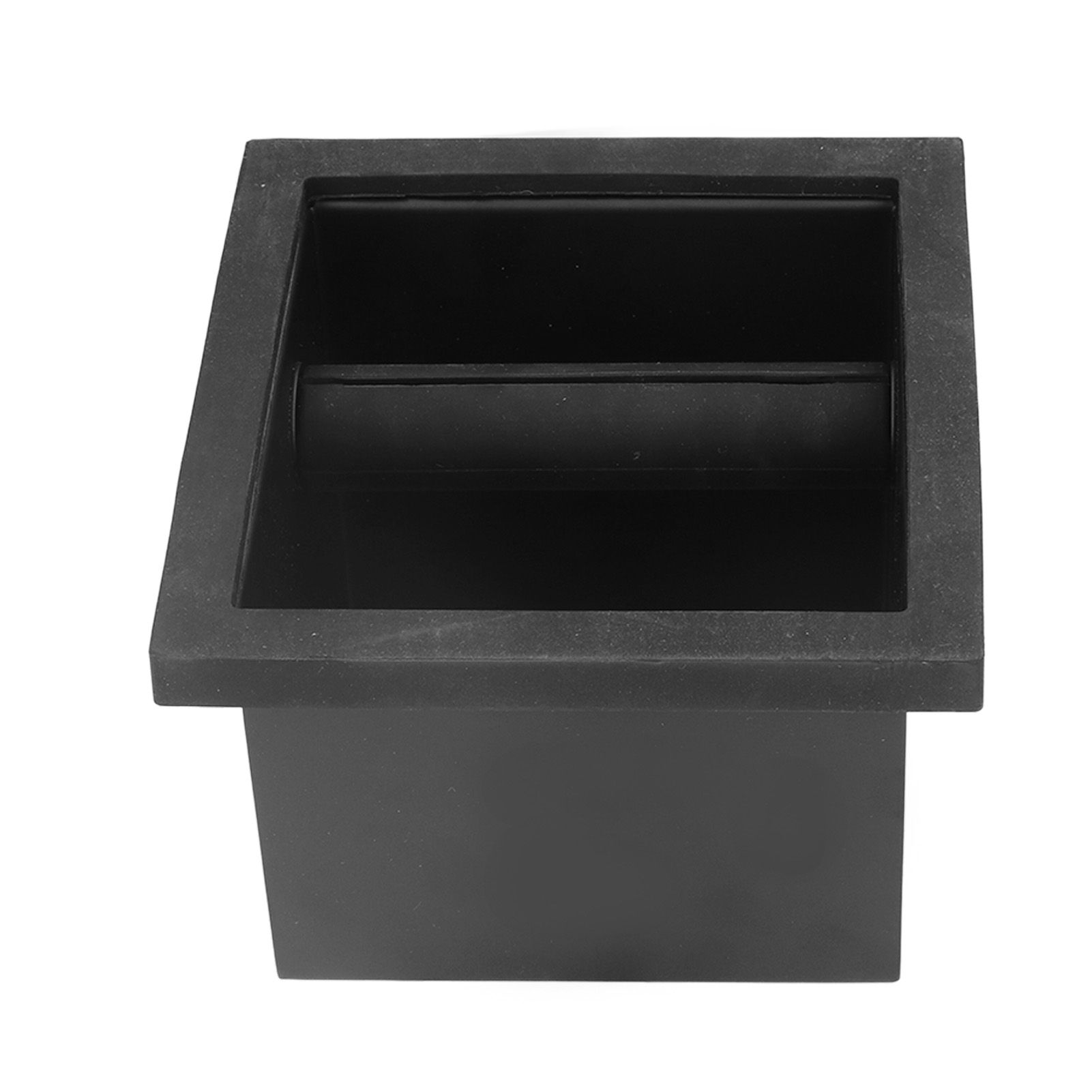 Coffee Knock Box Grounds Disposal Bin Bottomless Embedded Oblique Mouth view 10