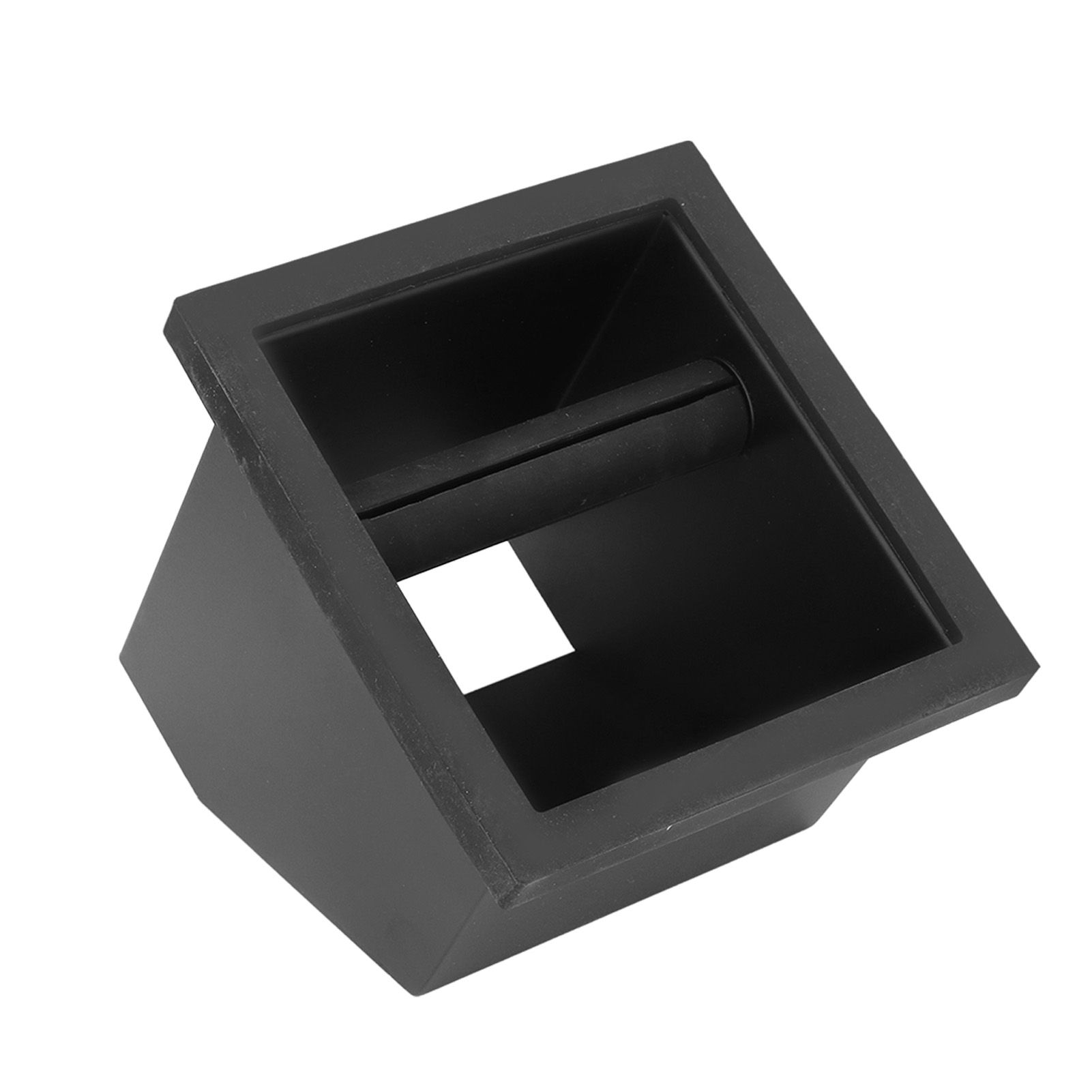 Coffee Knock Box Grounds Disposal Bin Bottomless Embedded Oblique Mouth view 13
