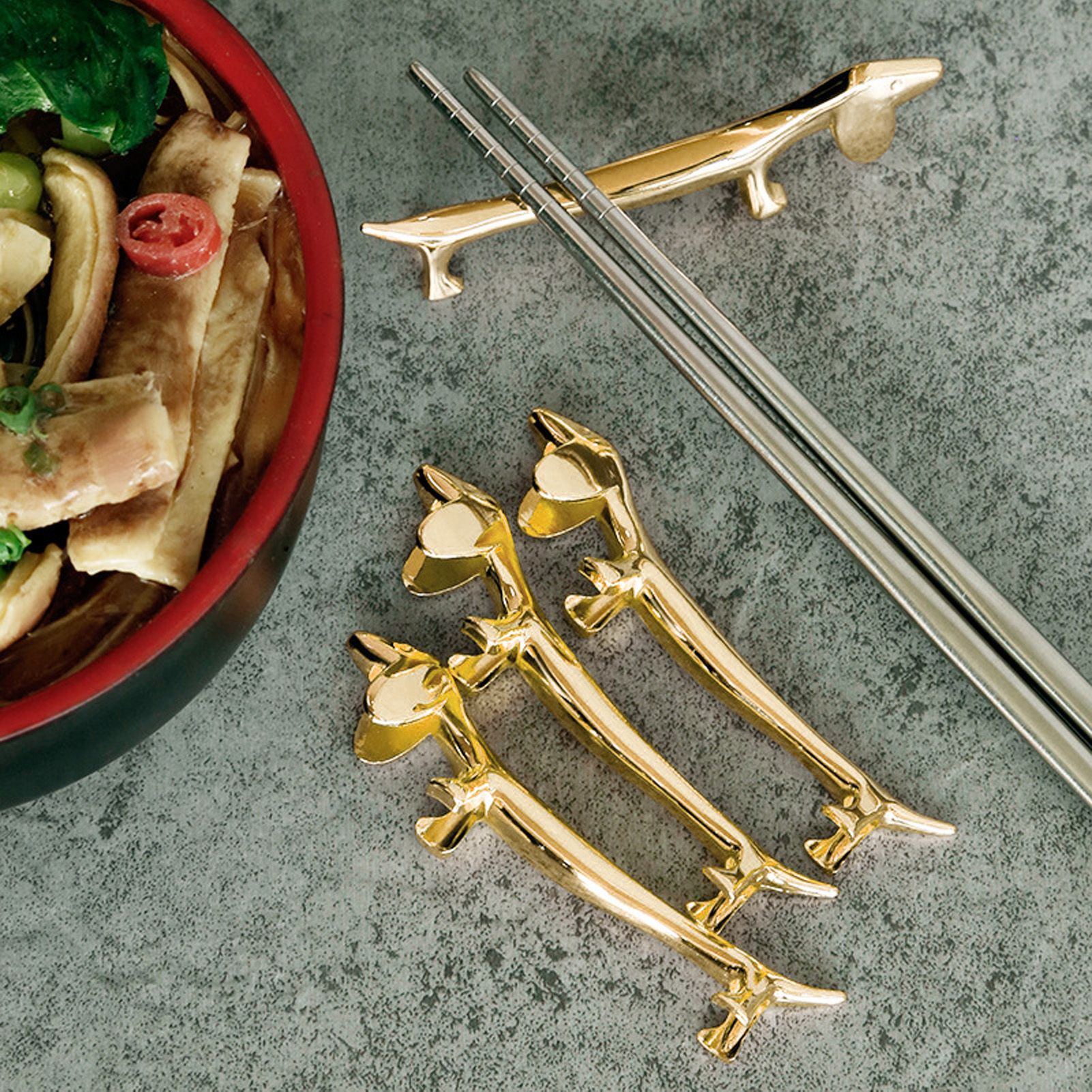 4Pcs Chopstick Rest Smoother Surfaces Reusable Cute Animal Design Gold view 14