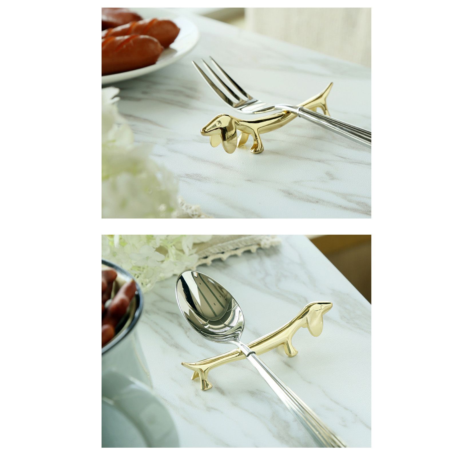 4Pcs Chopstick Rest Smoother Surfaces Reusable Cute Animal Design Gold view 15