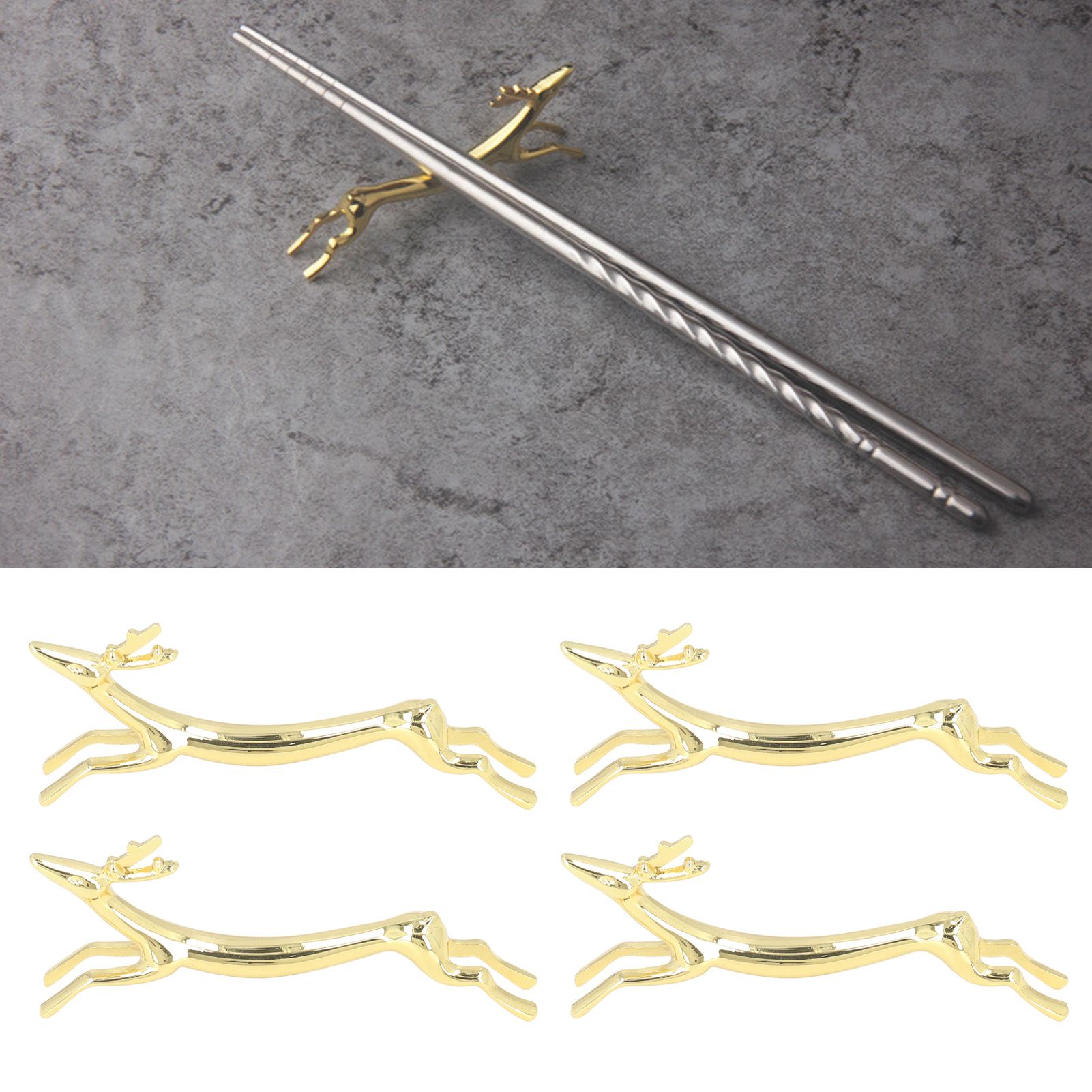 4Pcs Chopstick Rest Smoother Surfaces Reusable Cute Animal Design Gold view 11