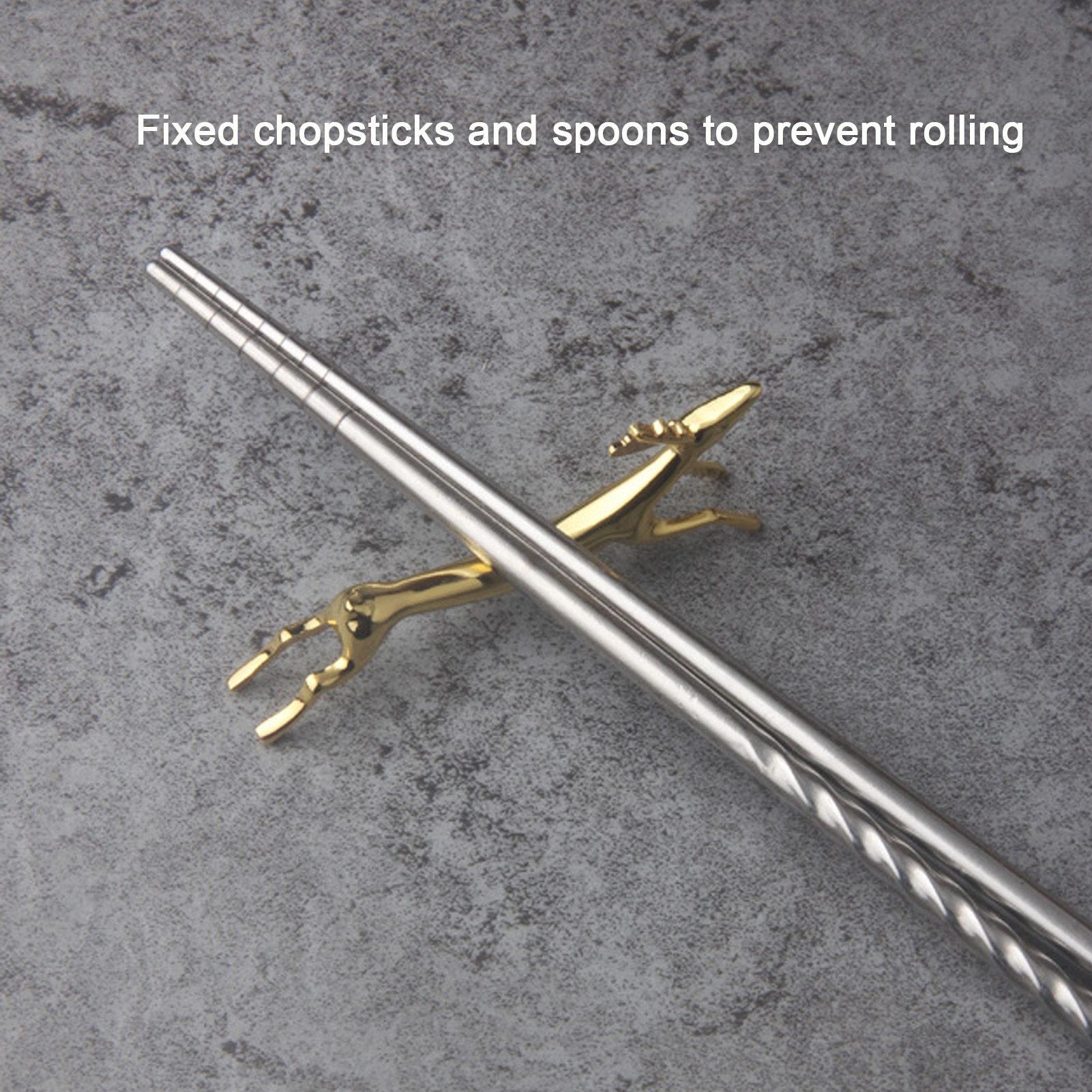 4Pcs Chopstick Rest Smoother Surfaces Reusable Cute Animal Design Gold view 15