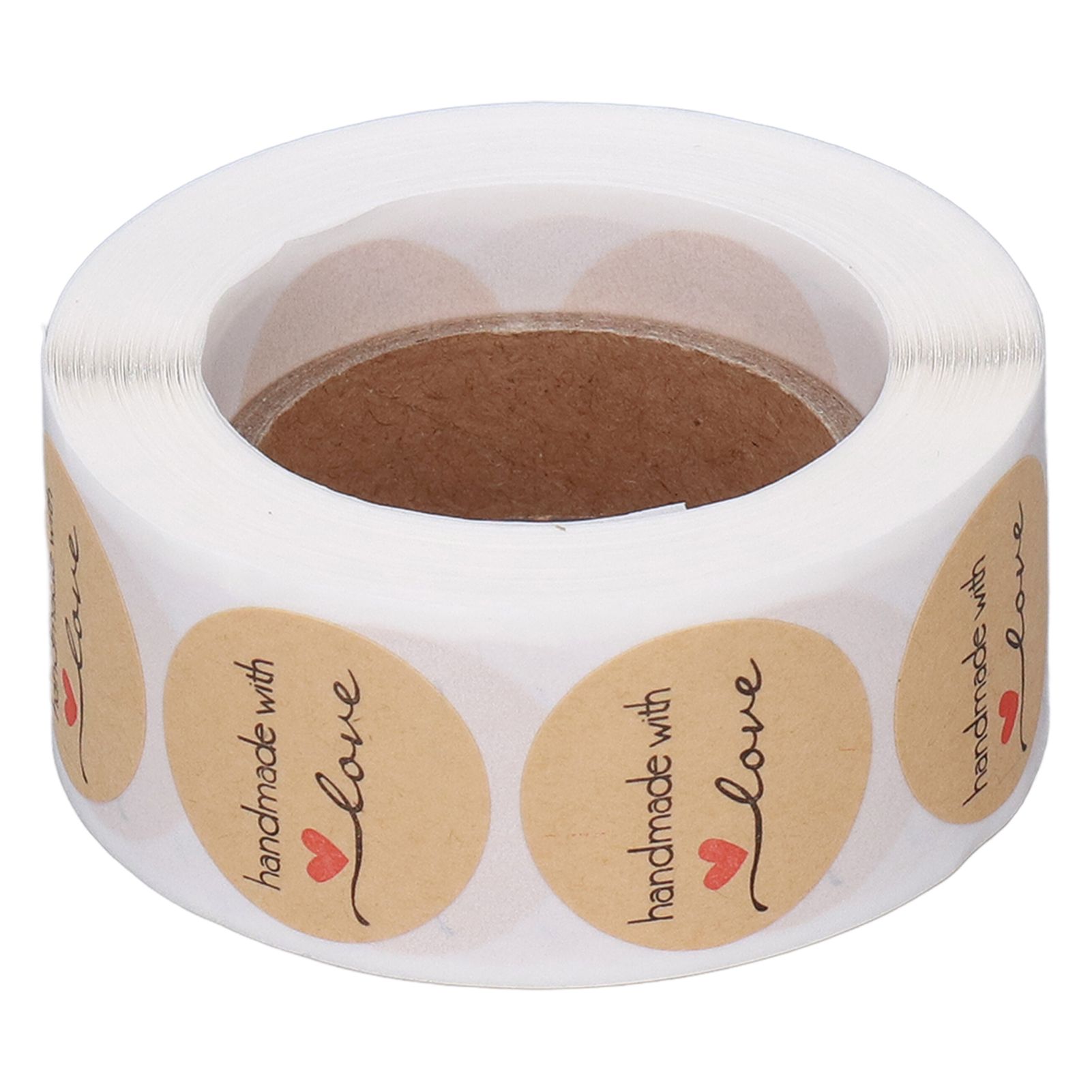 1 Roll Kraft Paper Stickers Handmade with Love Design Cute Heart Stationery view 4