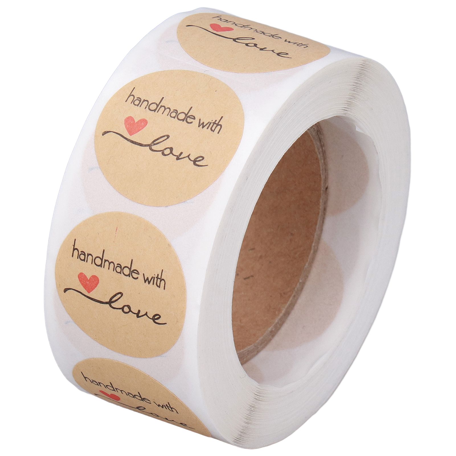 1 Roll Kraft Paper Stickers Handmade with Love Design Cute Heart Stationery view 5