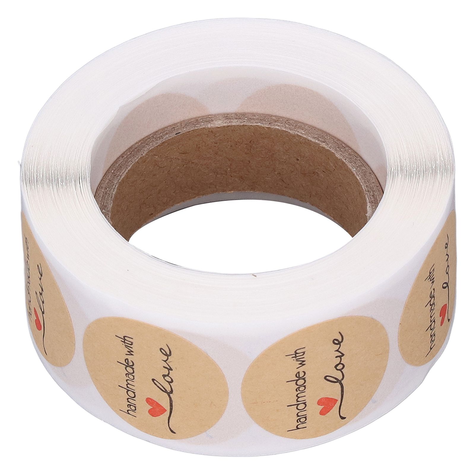 1 Roll Kraft Paper Stickers Handmade with Love Design Cute Heart Stationery view 6