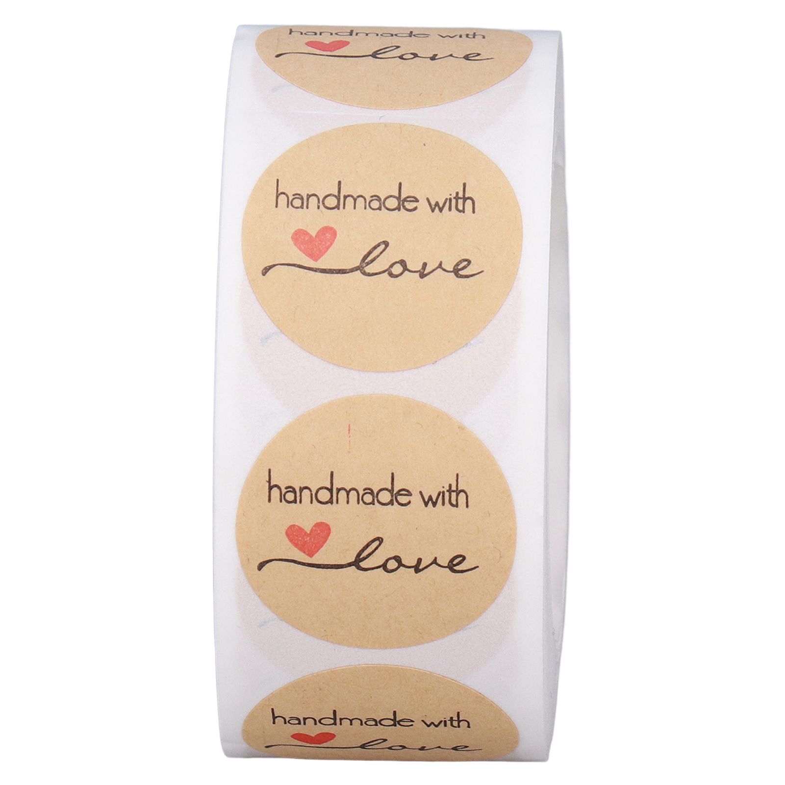 1 Roll Kraft Paper Stickers Handmade with Love Design Cute Heart Stationery view 7