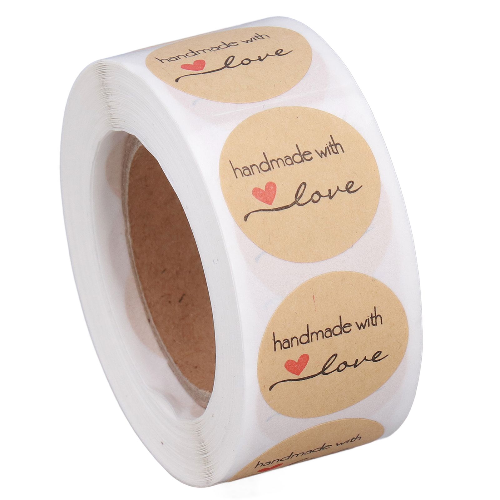 1 Roll Kraft Paper Stickers Handmade with Love Design Cute Heart Stationery view 8
