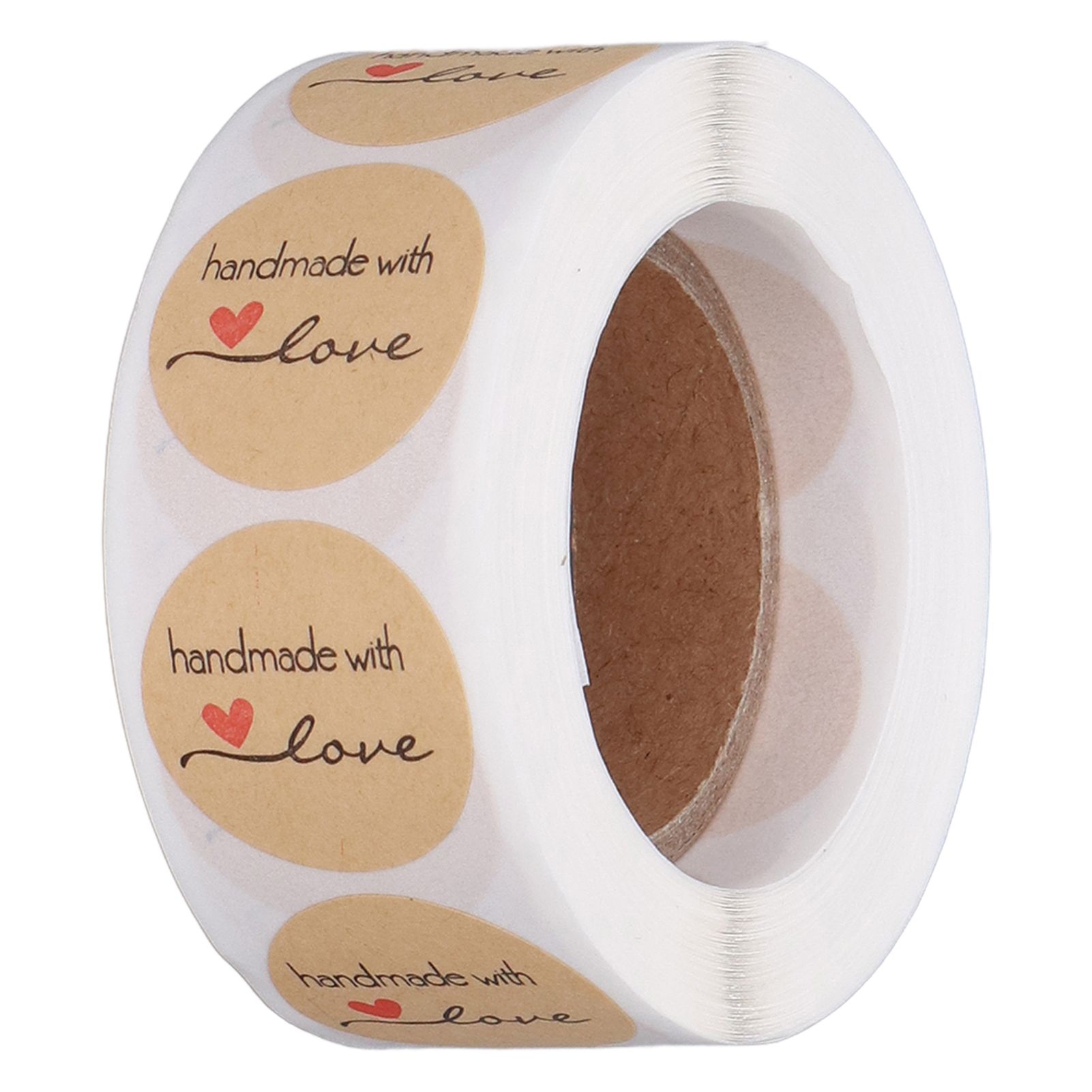 1 Roll Kraft Paper Stickers Handmade with Love Design Cute Heart Stationery view 9