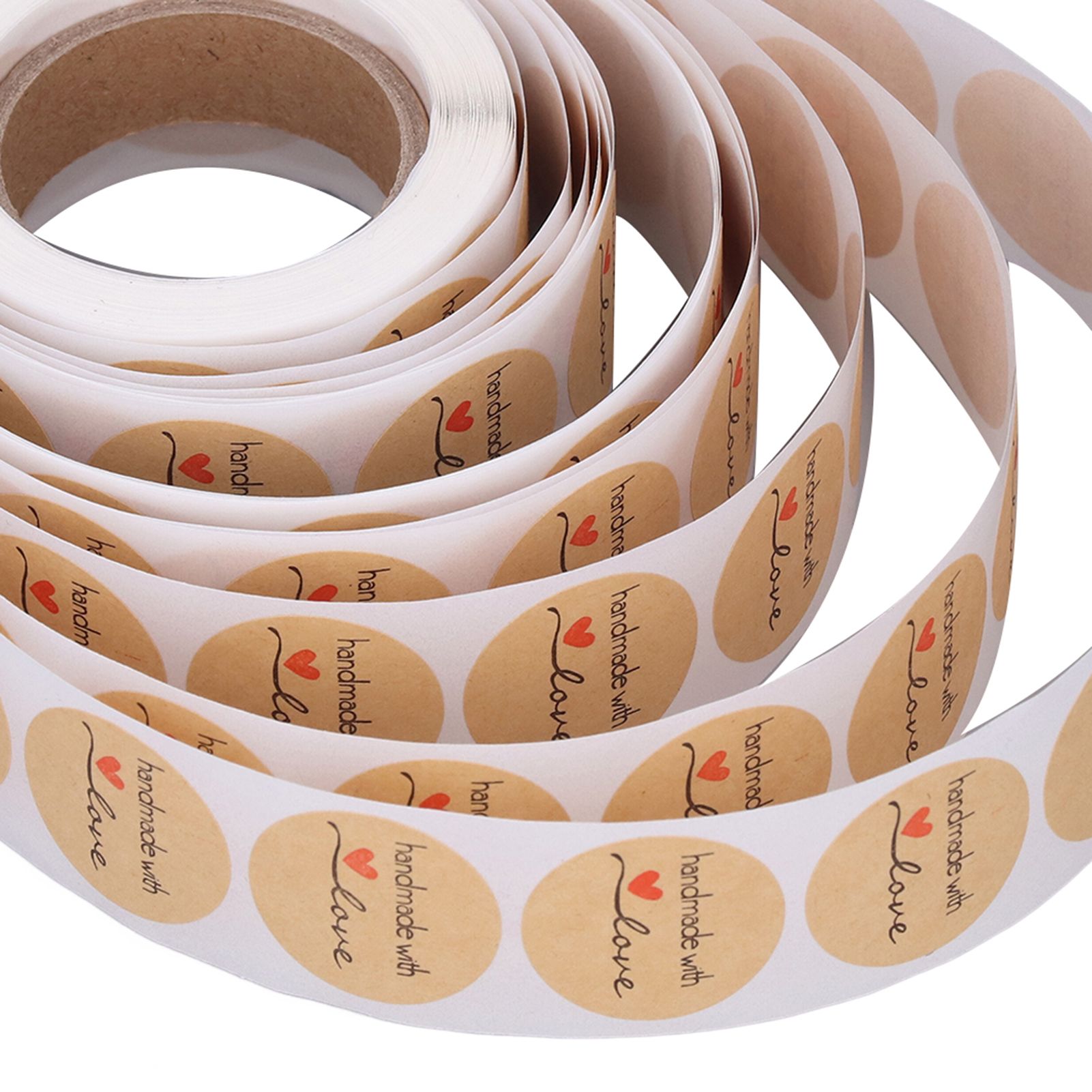 1 Roll Kraft Paper Stickers Handmade with Love Design Cute Heart Stationery view 14
