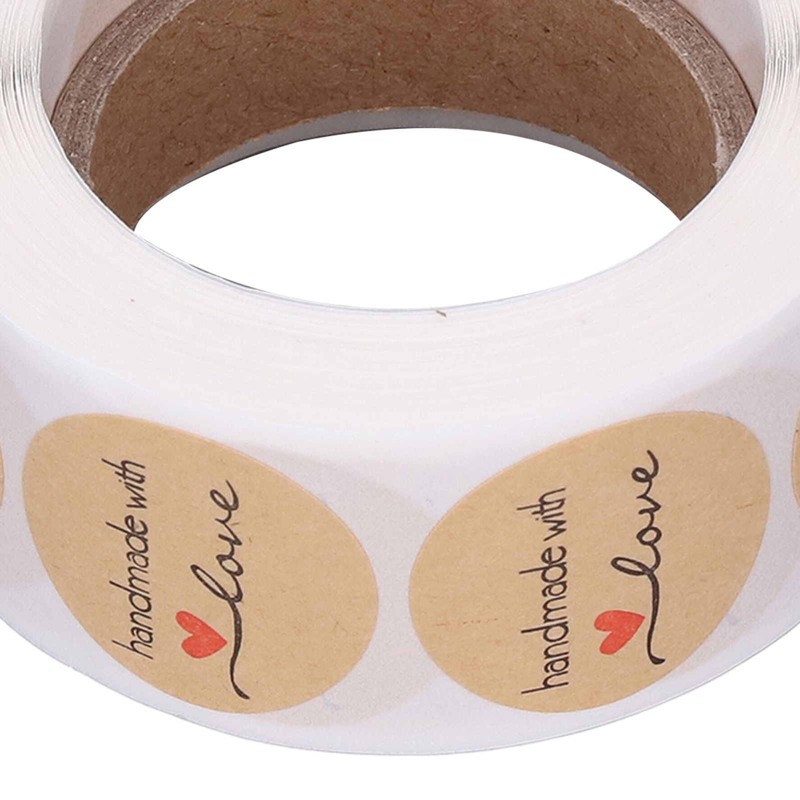 1 Roll Kraft Paper Stickers Handmade with Love Design Cute Heart Stationery view 15