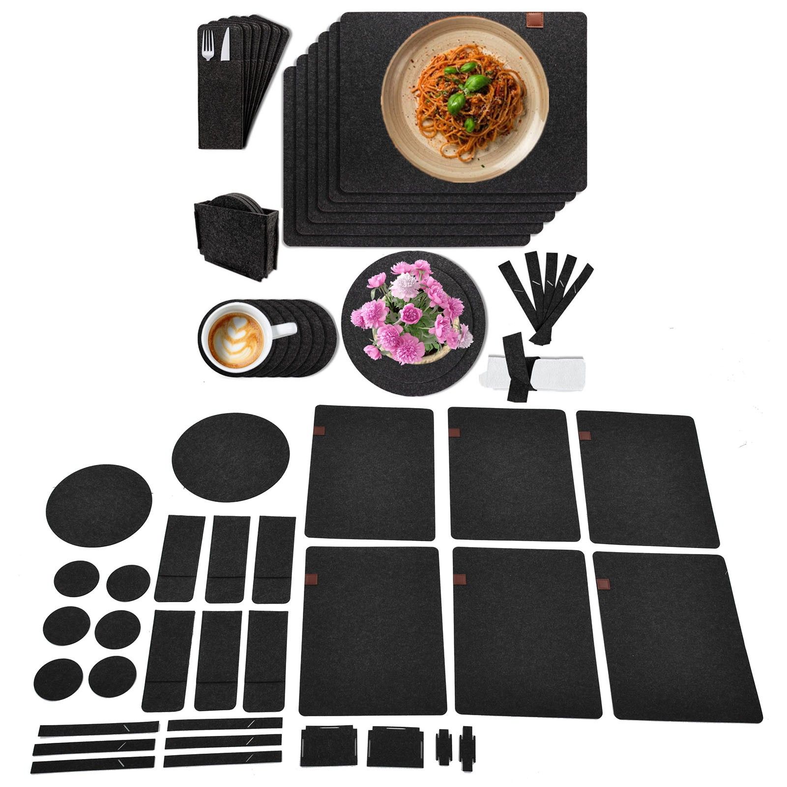 27Pcs Felt Placemat Anti Scratch Insulated Anti Slip Felt Table Mats Set for view 11