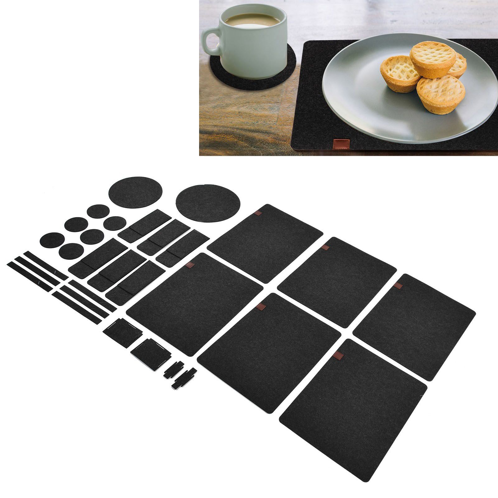 27Pcs Felt Placemat Anti Scratch Insulated Anti Slip Felt Table Mats Set for view 12